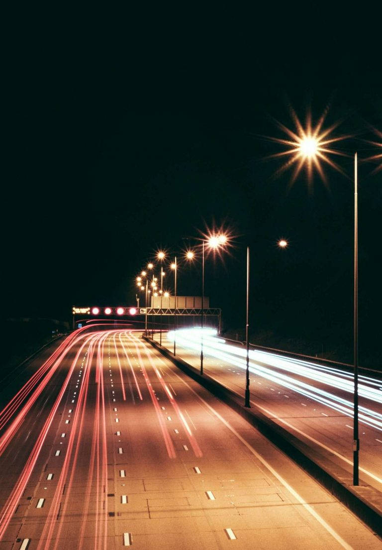 iPad 2021, empty highway, glowing light trails, SD Phone Wallpaper