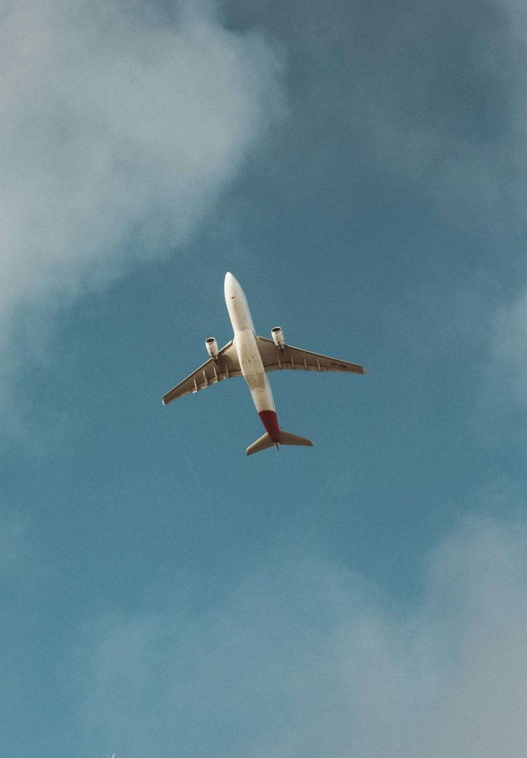 iPad 2021, white passenger jet, red tail, SD Phone Wallpaper