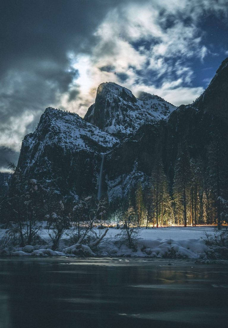iPad 2021, snowcapped mountains, dramatic night sky, SD Phone Wallpaper