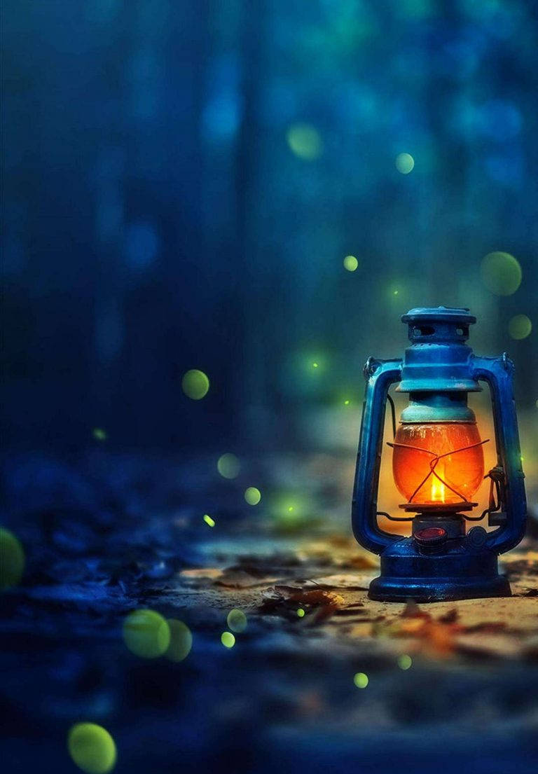 vintage lamp, iPad 2021, glowing blue lantern, SD Phone Wallpaper