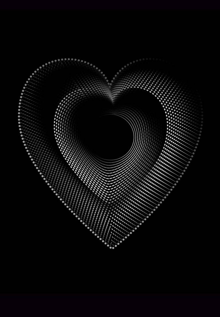 iPad 2021, glowing heart, concentric rows of white dots, SD Phone Wallpaper