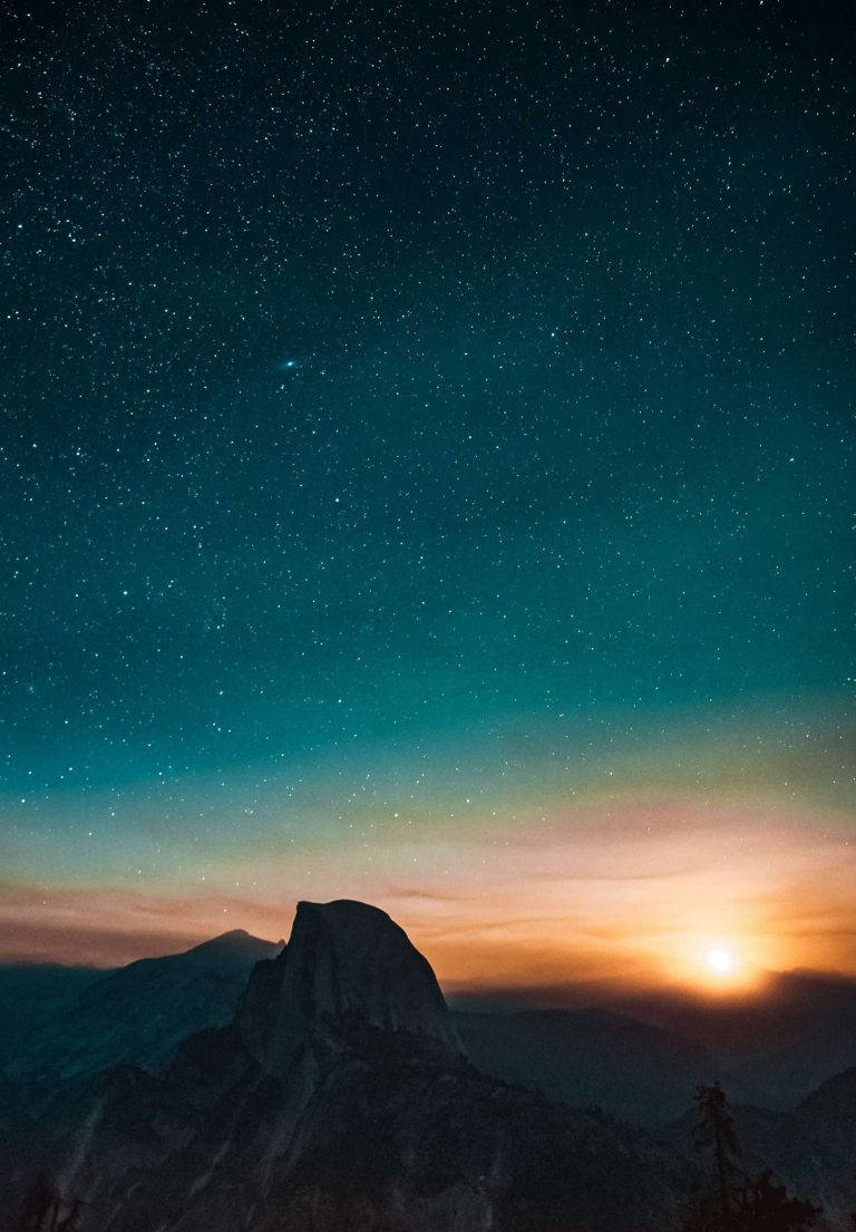 iPad 2021, mountain top sunset, starry twilight sky, SD Phone Wallpaper