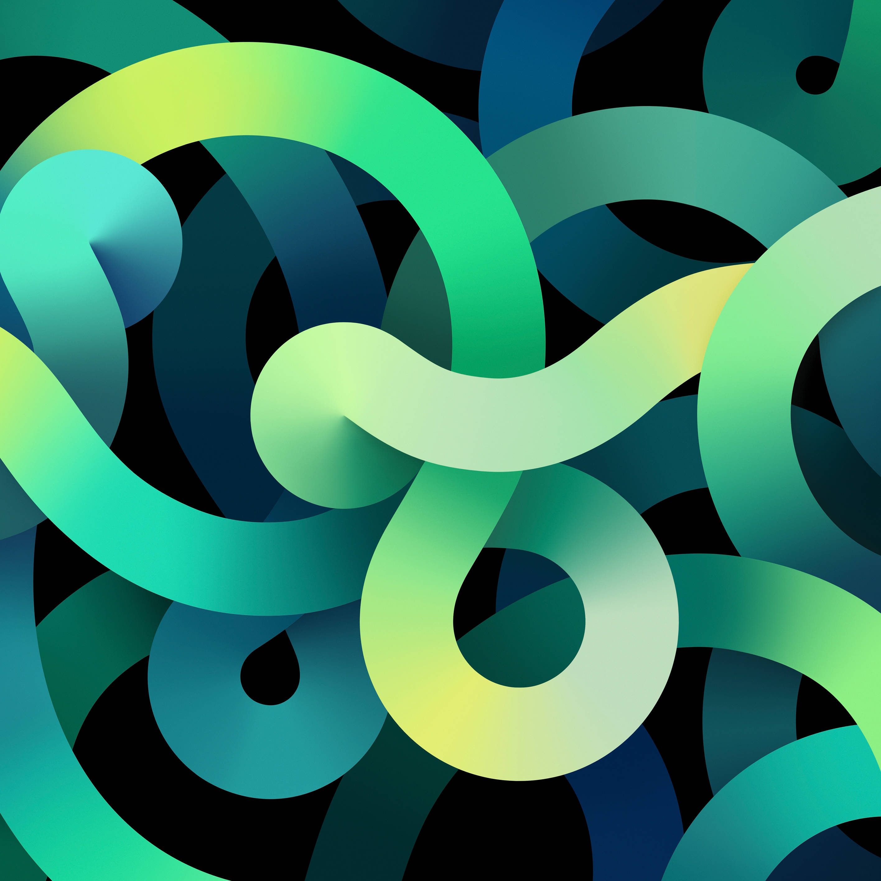 iPad Air 4, green swirls, teal, 2K Desktop Wallpaper