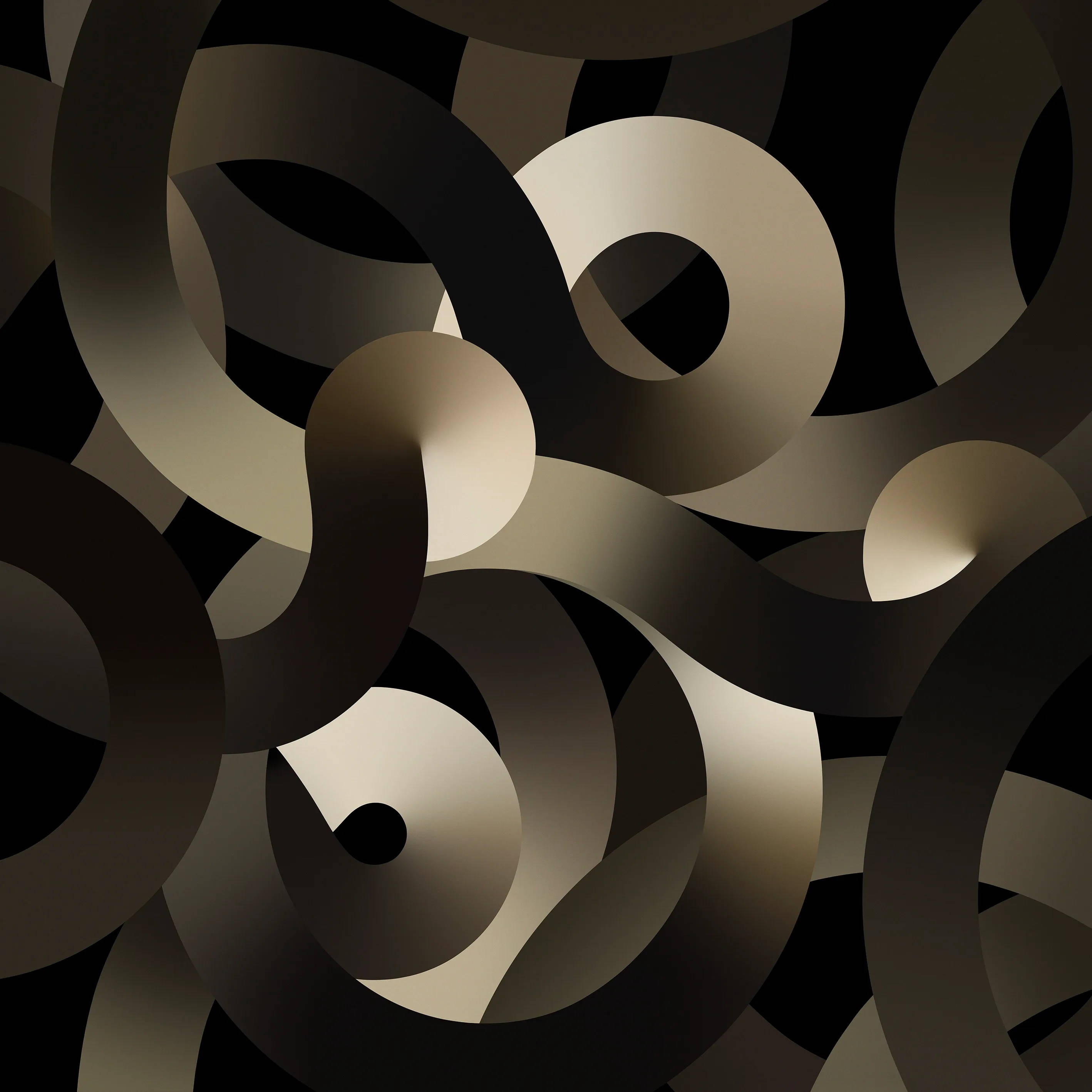 iPad Air 4, neon gold swirls, beige, 2K Desktop Wallpaper