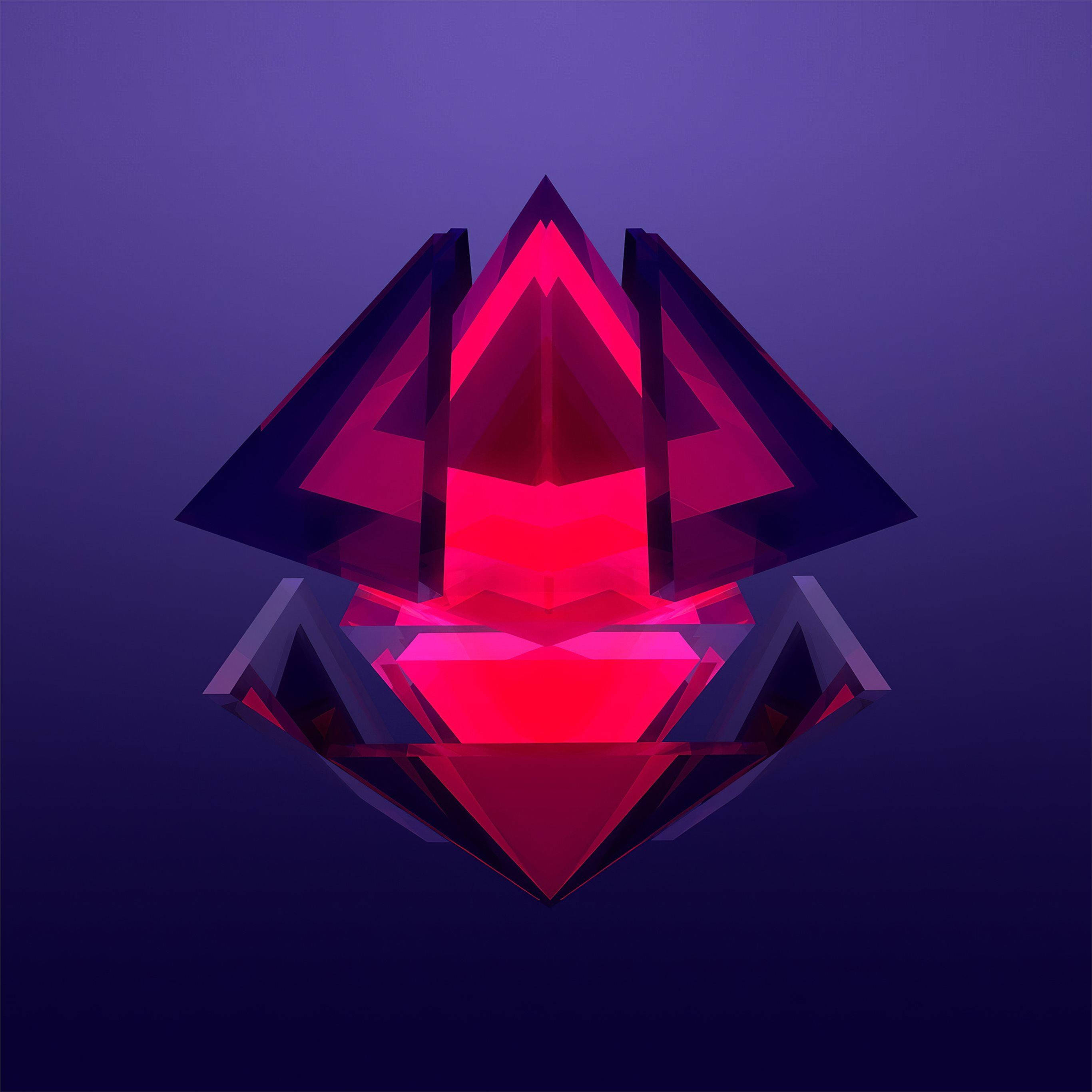 iPad Air 4, glowing red geometric crystal structure, deep purple gradient background, 2K Desktop Wallpaper