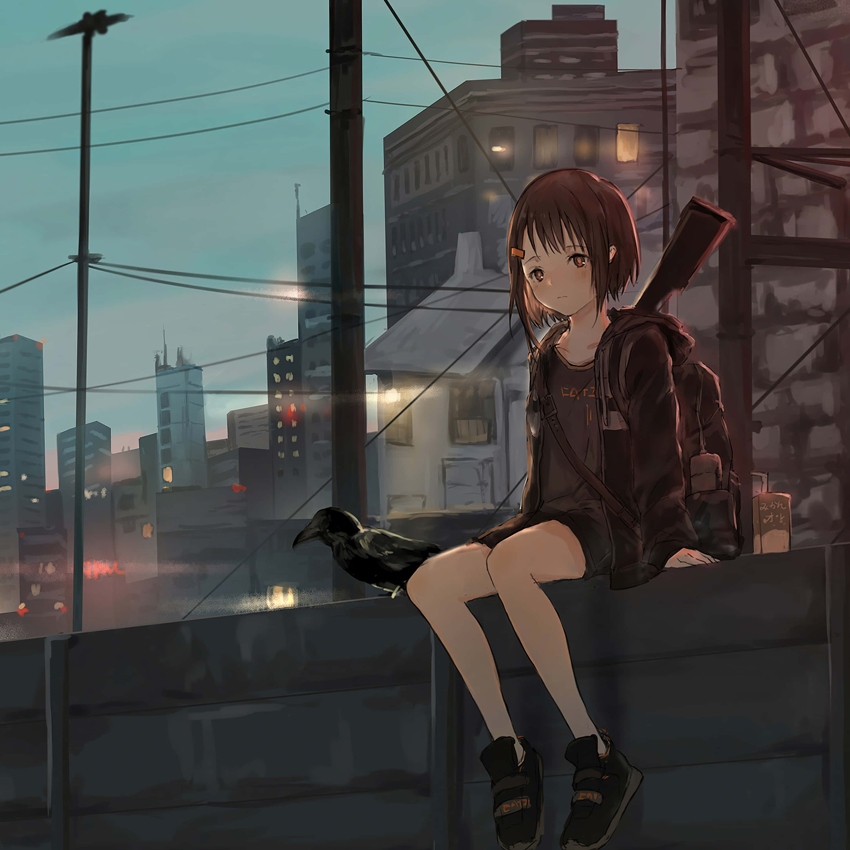 iPad, 4K, anime girl, 2K Desktop Wallpaper