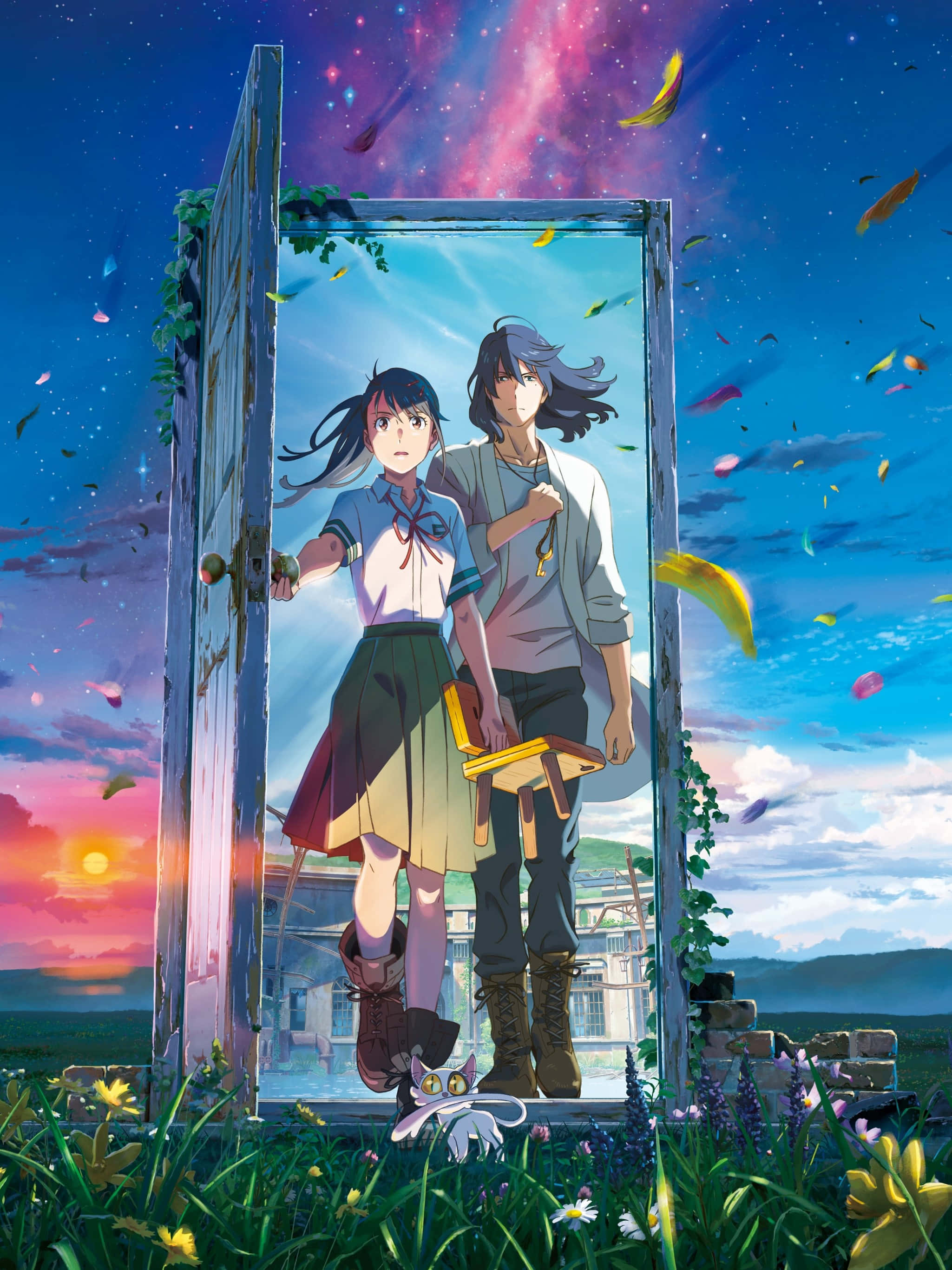 anime characters, doorwayto adventure, twilight sky, 2K Phone Wallpaper