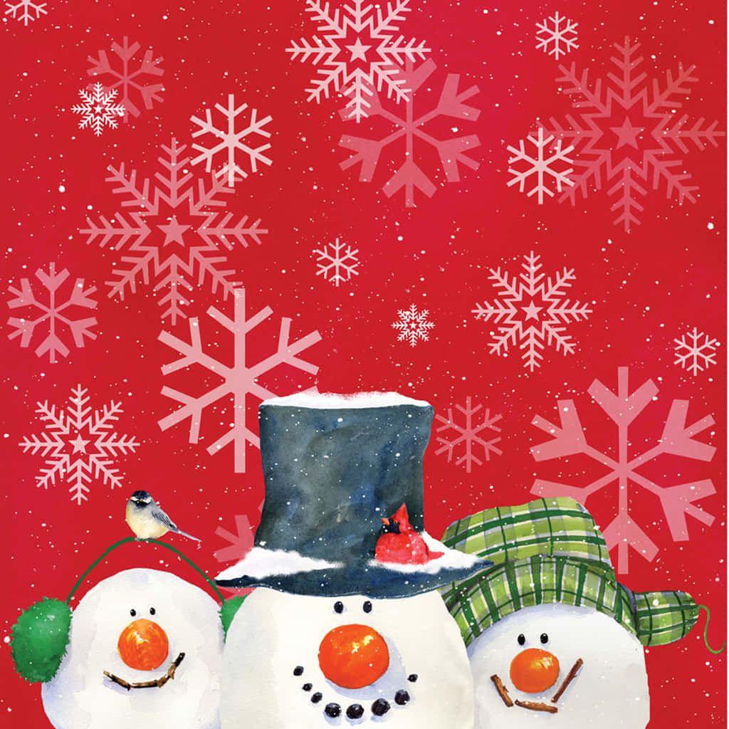 iPad Christmas, snowmen, carrot noses, SD Desktop Wallpaper