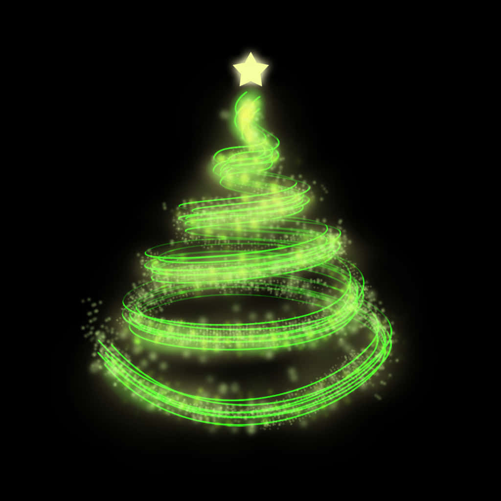 iPad, Christmas, glowing green spiral Christmas tree, SD Desktop Wallpaper