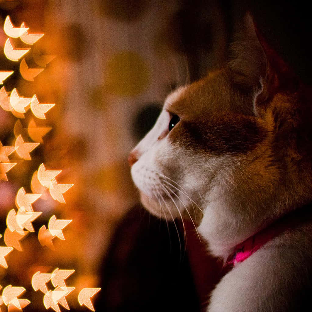 iPad, Christmas, ginger and white cat, SD Desktop Wallpaper