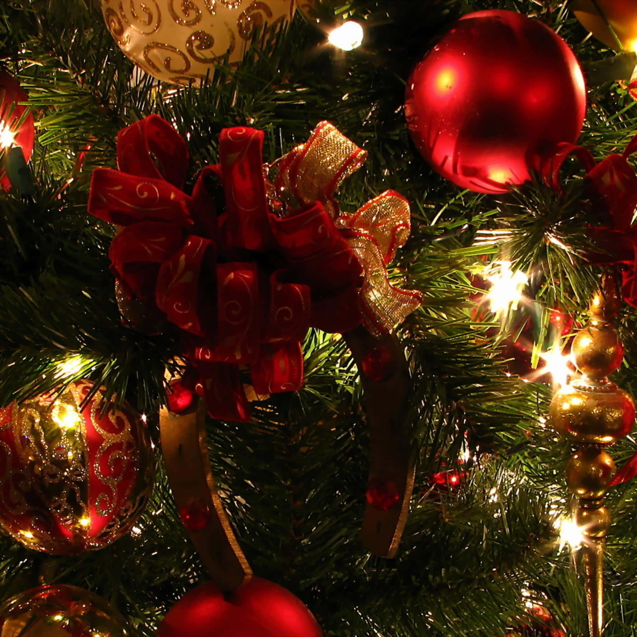 iPad, Christmas, red ornaments, Full HD Desktop Wallpaper