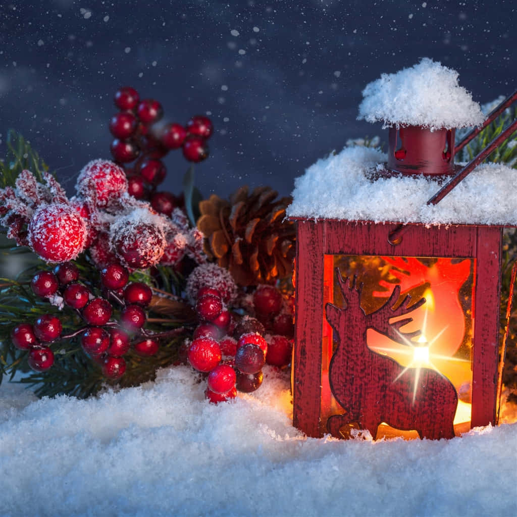 iPad, Christmas, glowing red lantern, SD Desktop Wallpaper