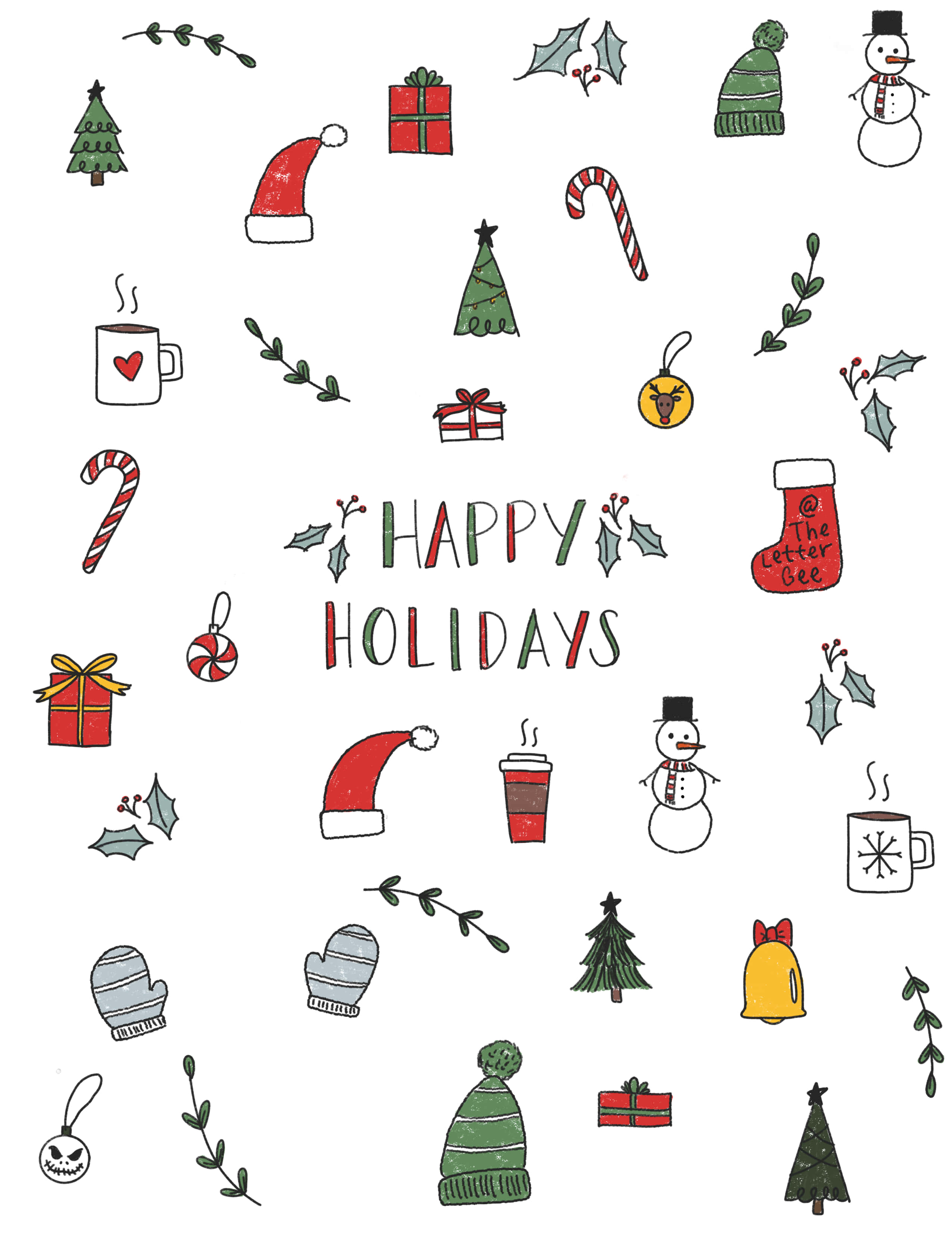 Simple Christmas, iPad, snowmen, 2K Phone Wallpaper