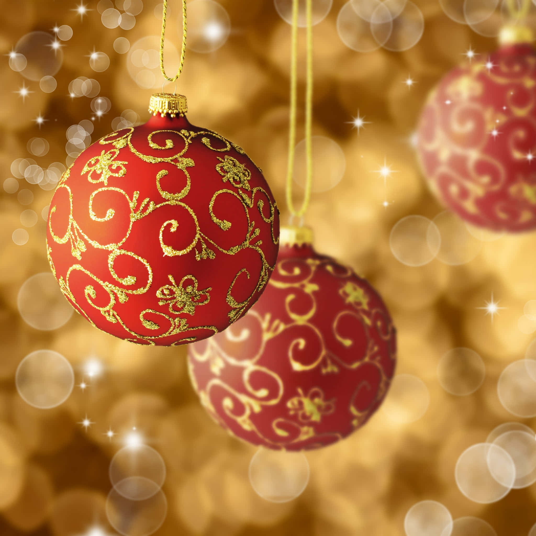 iPad, Christmas, red Christmas ornaments, Full HD Desktop Wallpaper