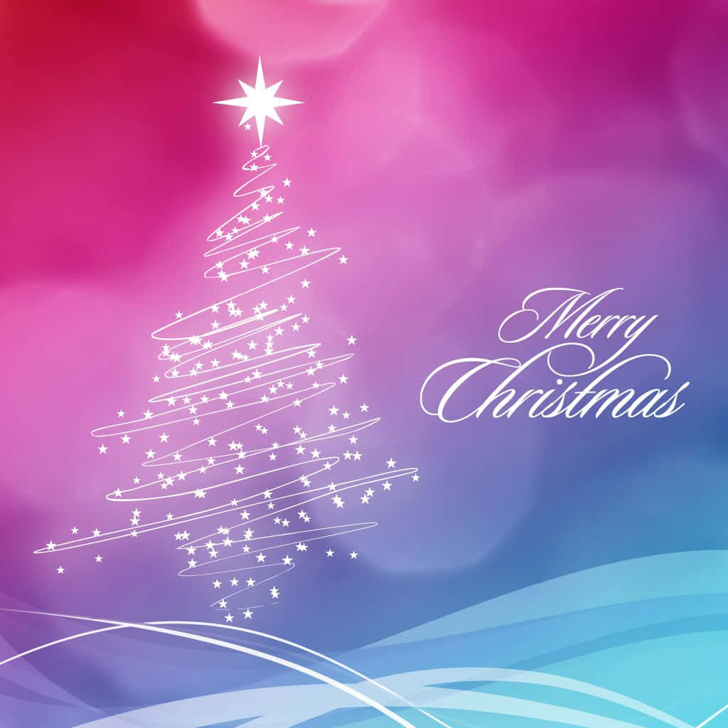 Simple Christmas iPad, white Christmas tree, swirling lines, SD Desktop Wallpaper