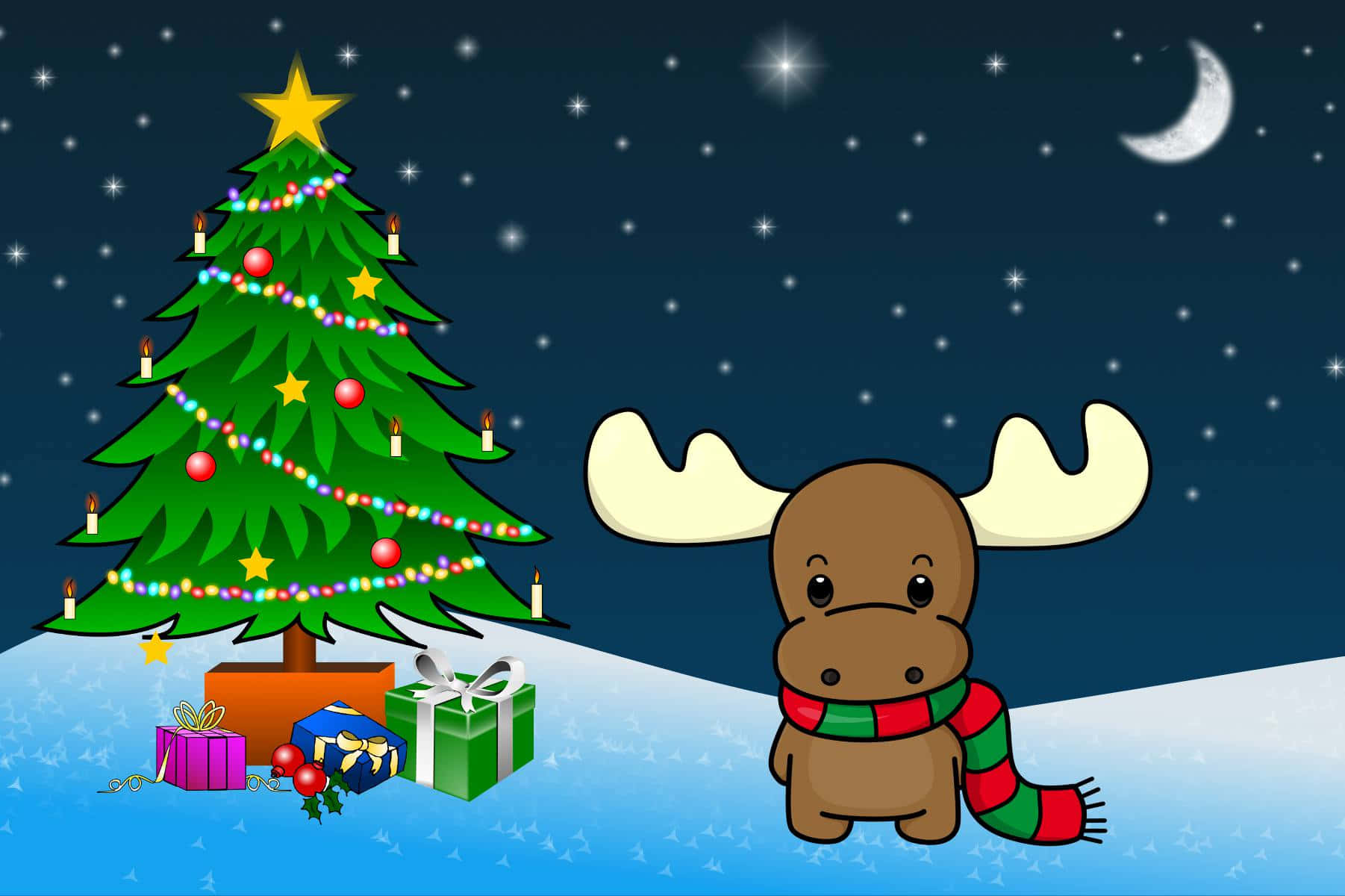 iPad, Christmas tree, starry night sky, HD Desktop Wallpaper