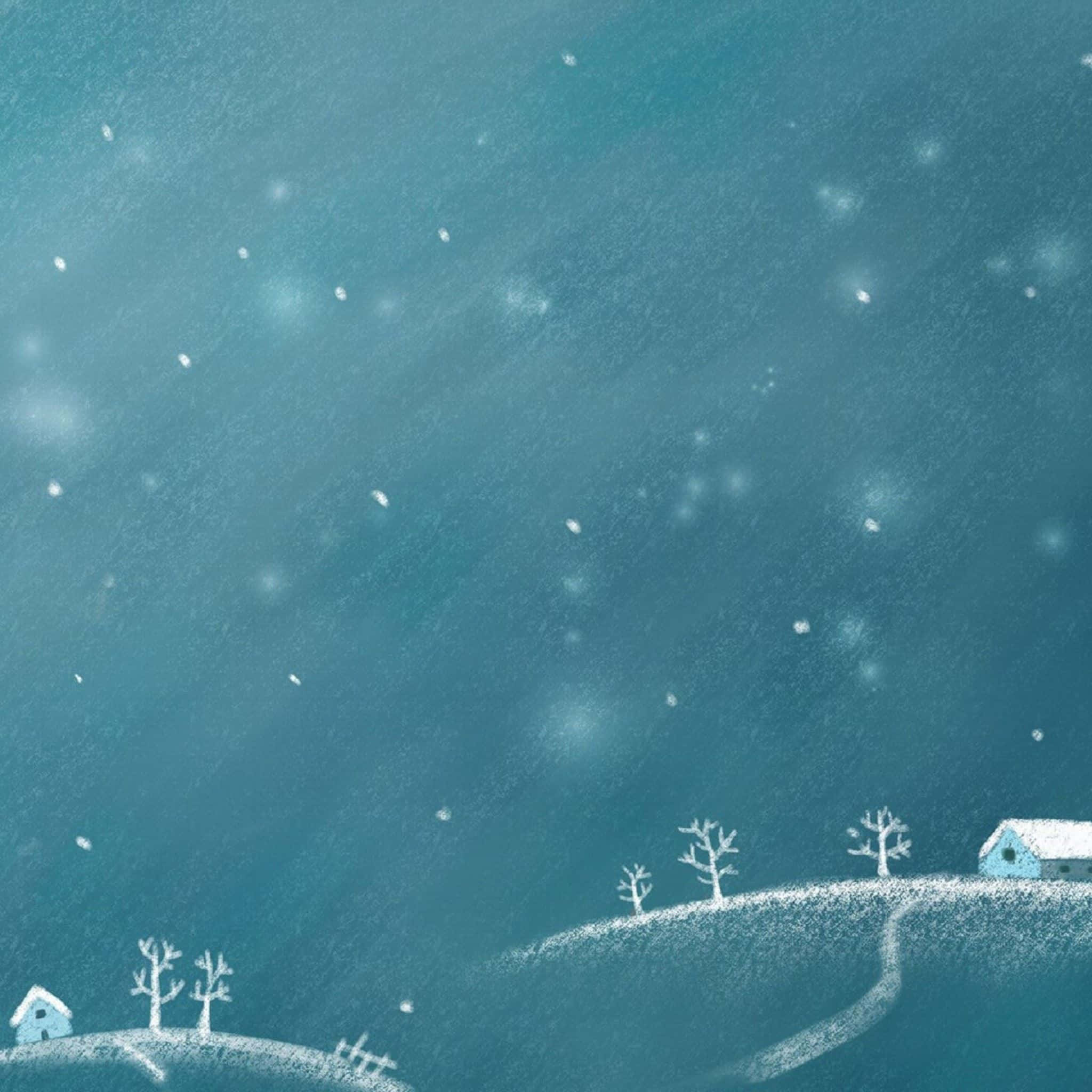 Winter Night, snowflakes, hillside, Full HD Desktop Wallpaper