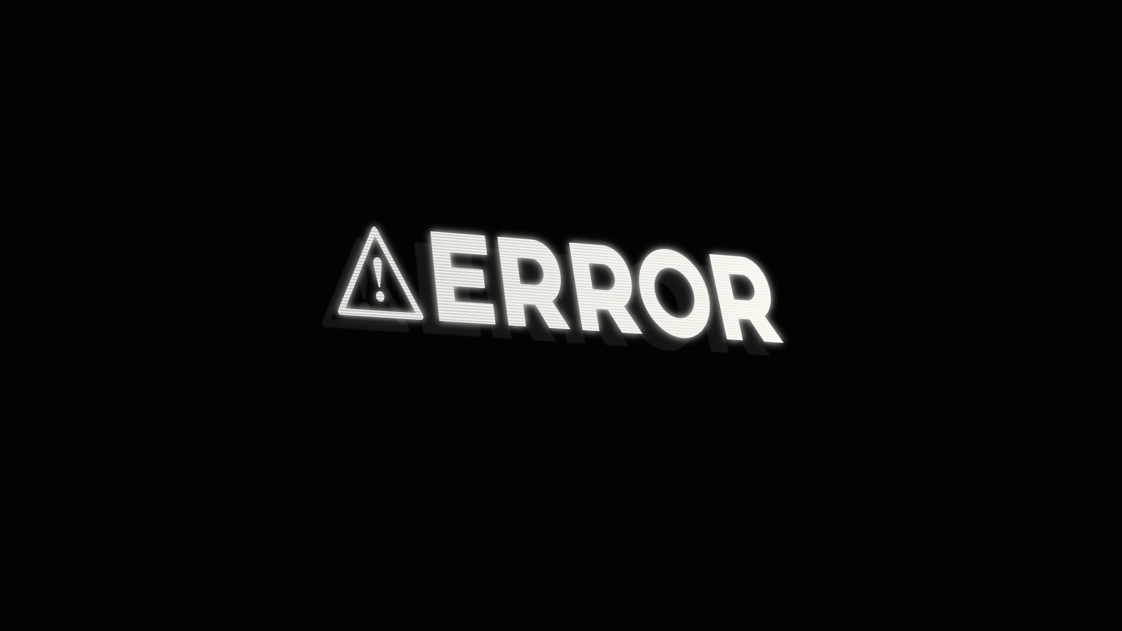 error message, triangle warning icon, black background, 4K Desktop Wallpaper