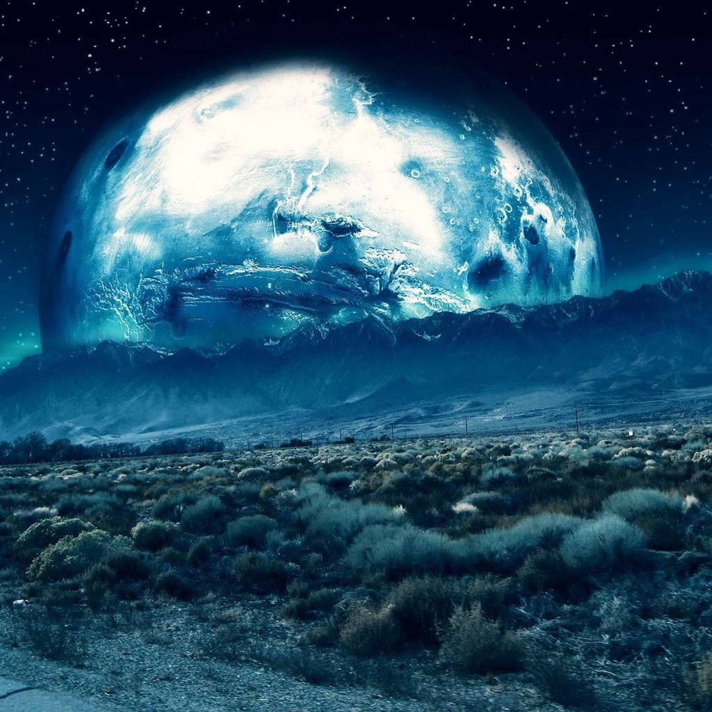 fantasy planet earth, glowing blue planet, rugged alien landscape, SD Desktop Wallpaper