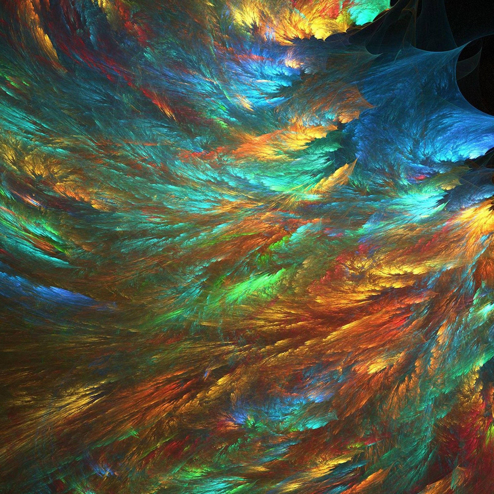 feather fractal, iPad Mini, teal, Full HD Desktop Wallpaper