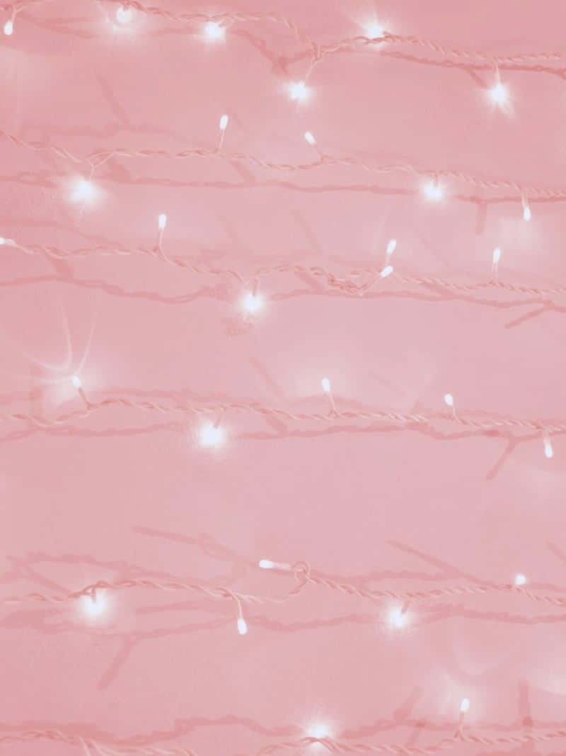 preppy pink marblewith lights, soft pink backdrop, glowing white string lights, SD Phone Wallpaper