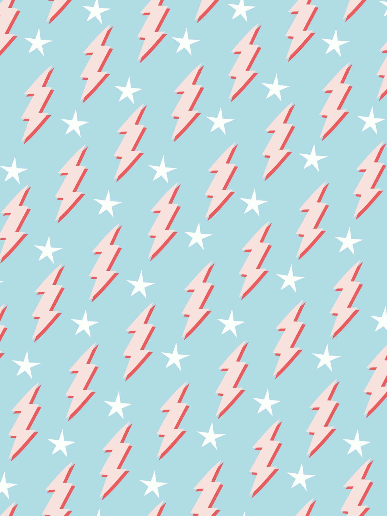 Preppy Lightning Stars Pattern, pink lightning bolts, white stars, Full HD Phone Wallpaper