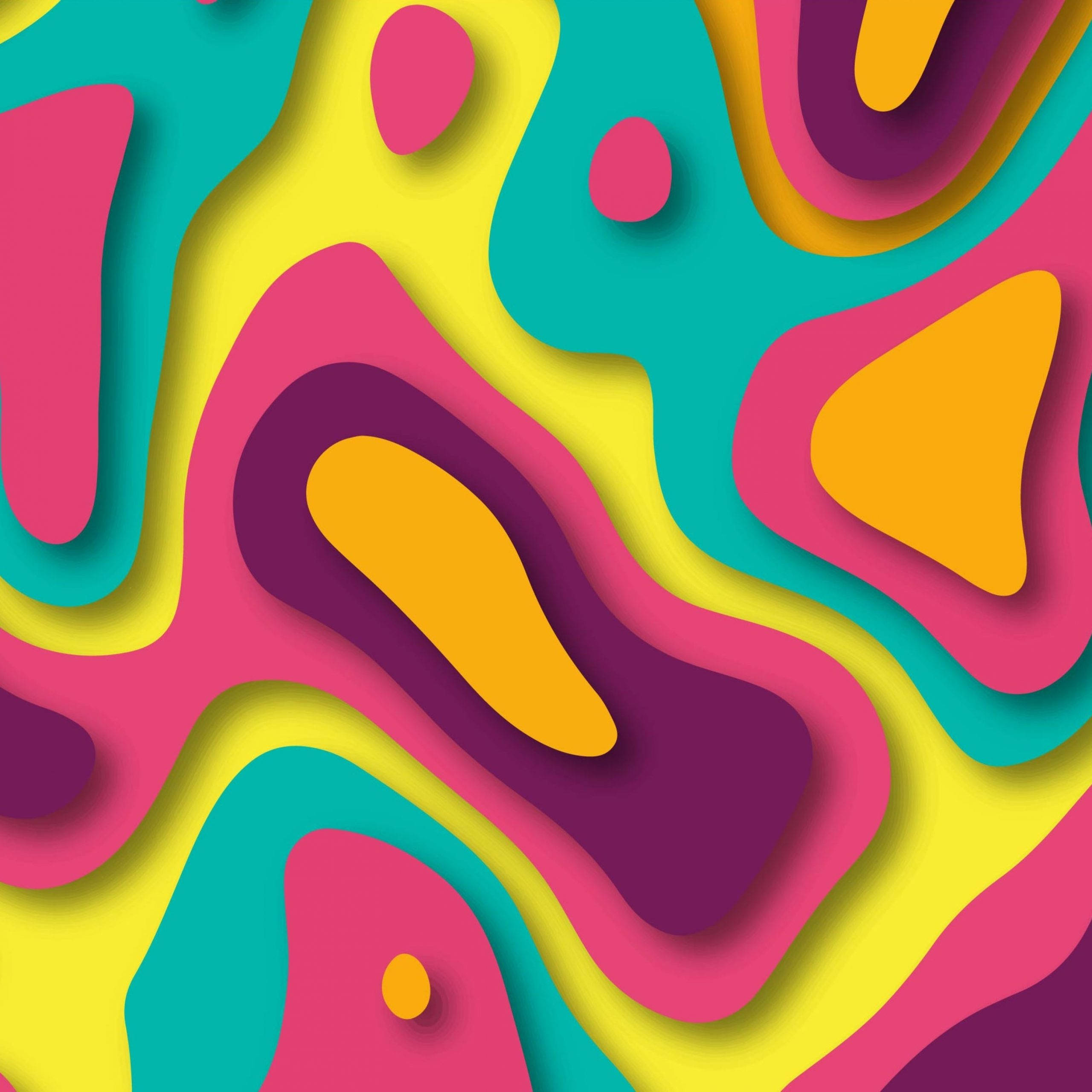 iPad Pro 12.9, pink, yellow, 2K Desktop Wallpaper