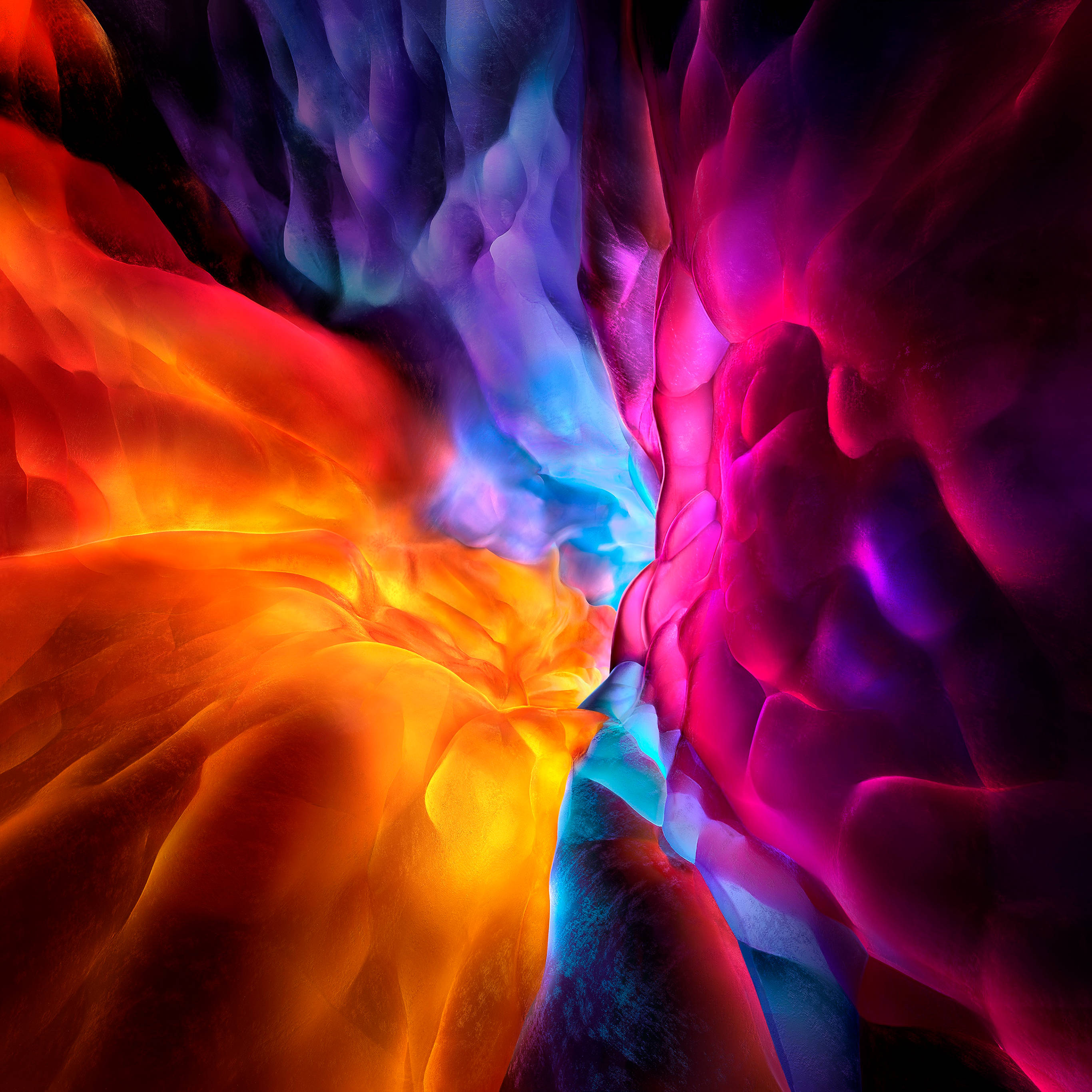 iPad Pro 12.9, orange, blue, 2K Desktop Wallpaper