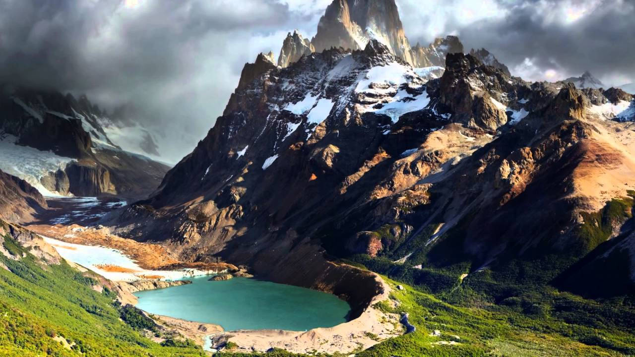 iPad Pro 12.9, Mountain Spring, snow-capped peaks, HD Desktop Wallpaper