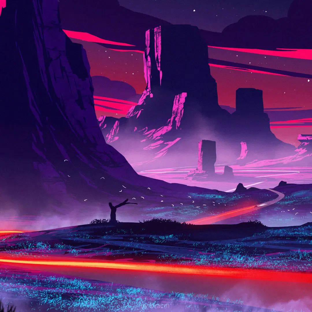 iPad Pro 12.9, Mountain Road, surreal canyon, SD Desktop Wallpaper