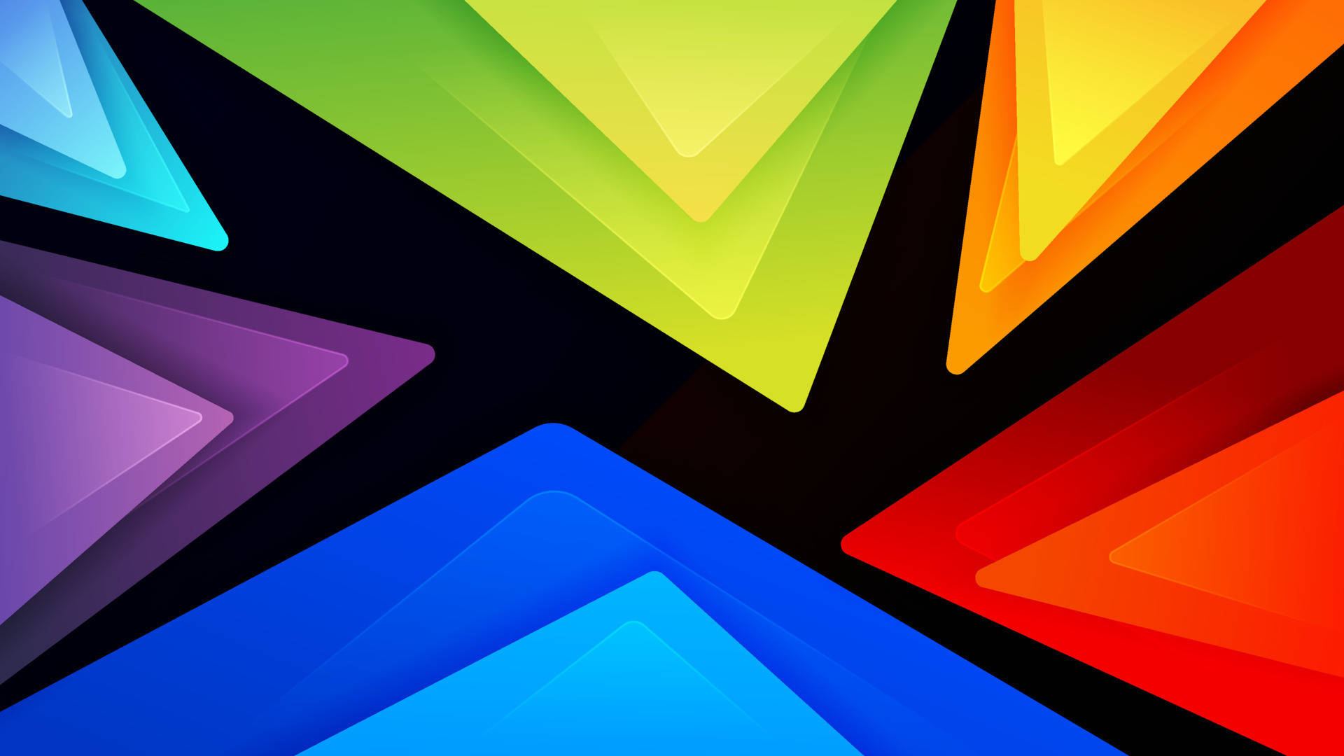 iPad Pro 12.9, rainbow hues, overlapping triangles, Full HD Desktop Wallpaper