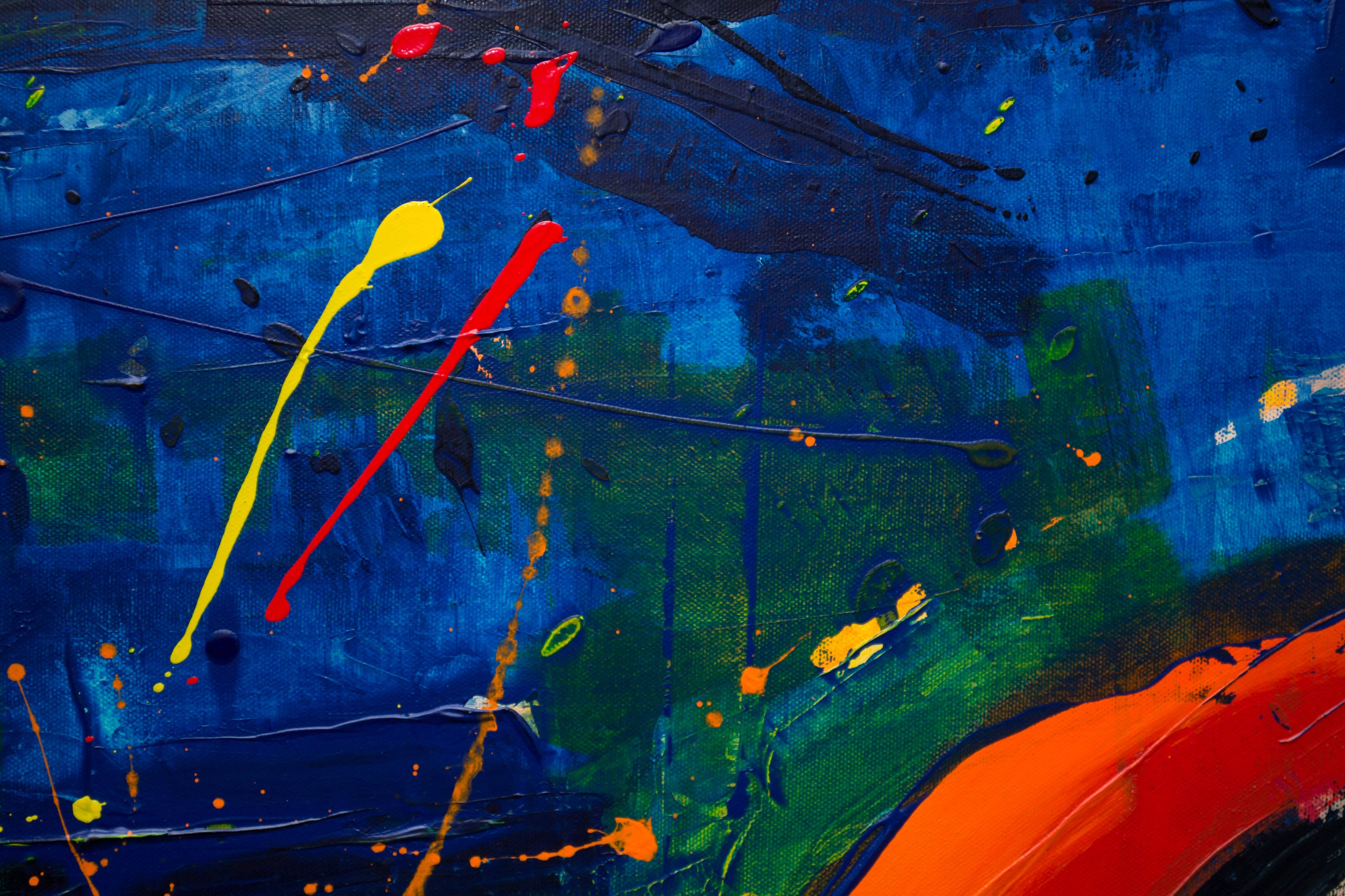 iPad Pro 12.9, abstract expressionist painting, blue, 4K Desktop Wallpaper