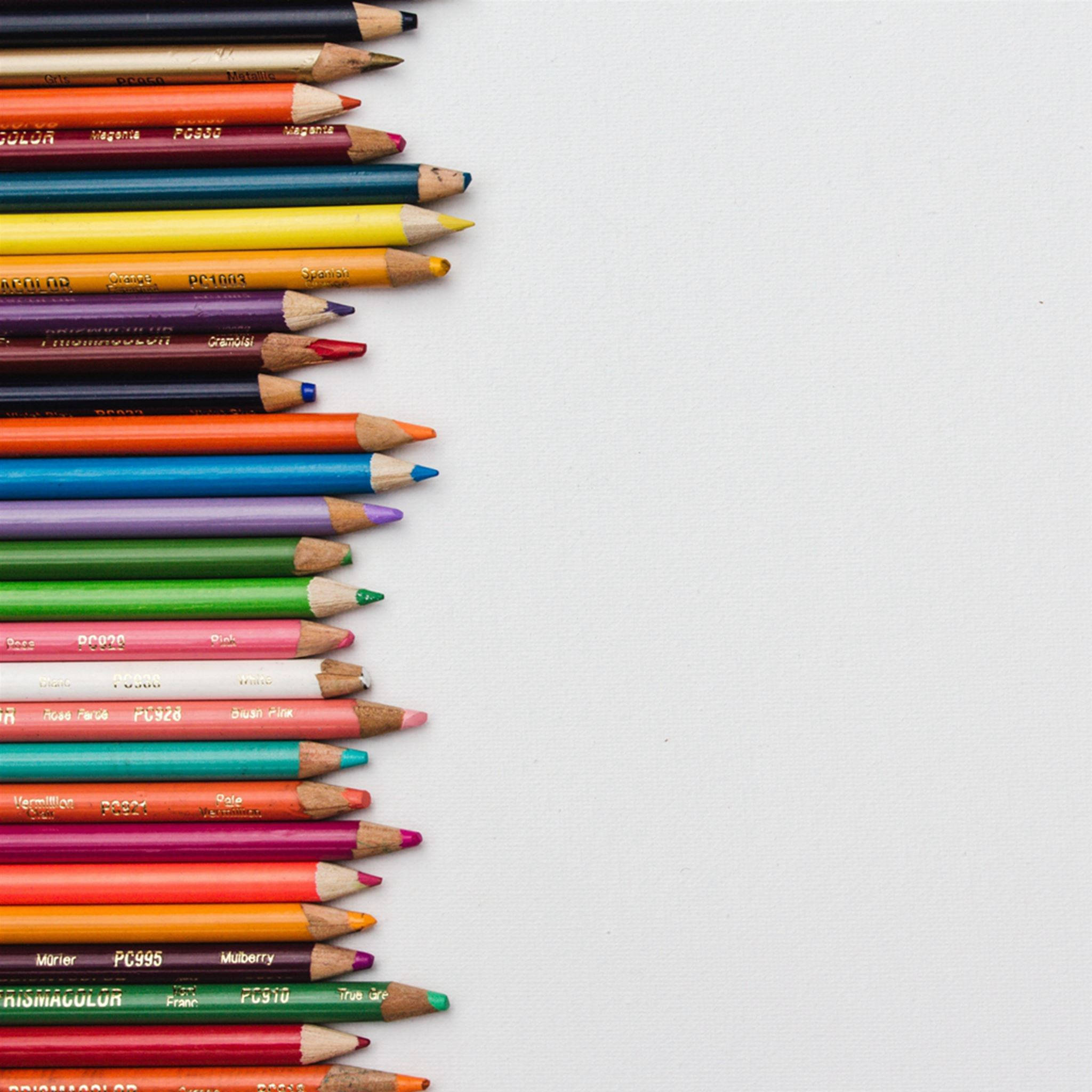 iPad Pro 12.9, colored pencils, diagonal row, Full HD Desktop Wallpaper