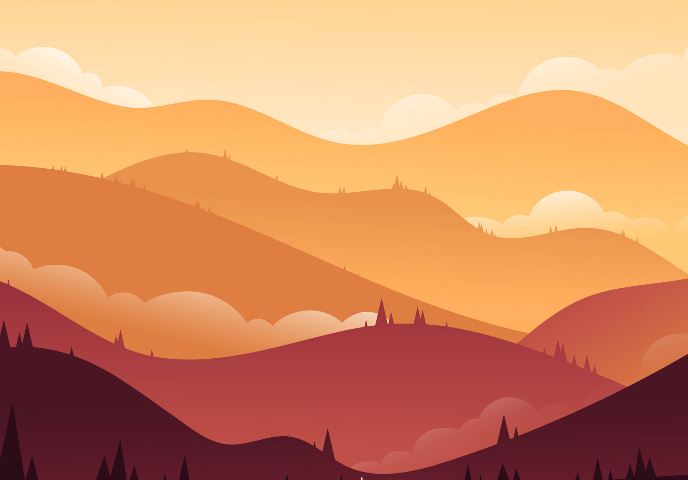 iPad Pro 12.9, Red Orange, Landscape, Full HD Desktop Wallpaper