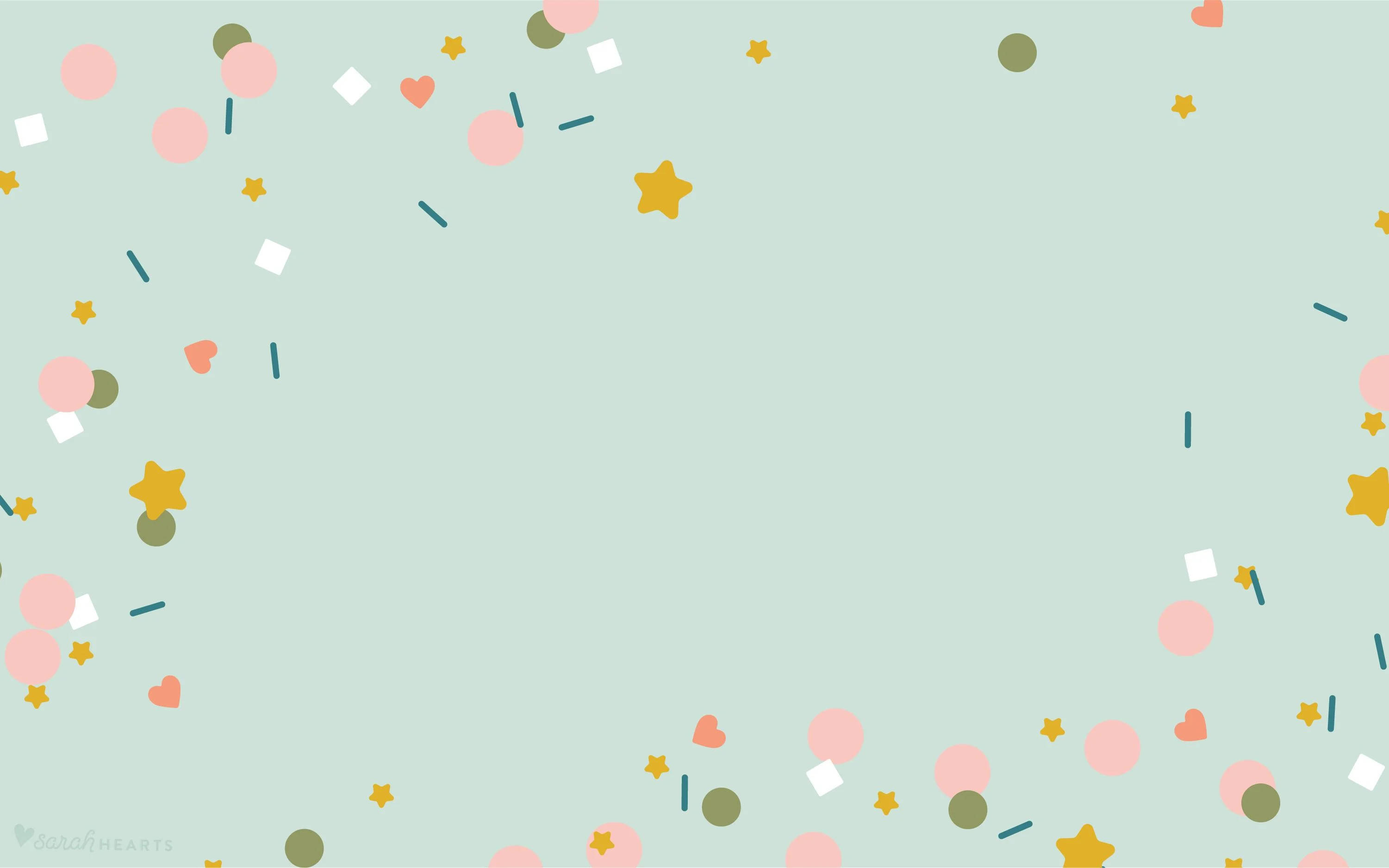 iPad Pro, pastel mint, pink hearts, 2K Desktop Wallpaper