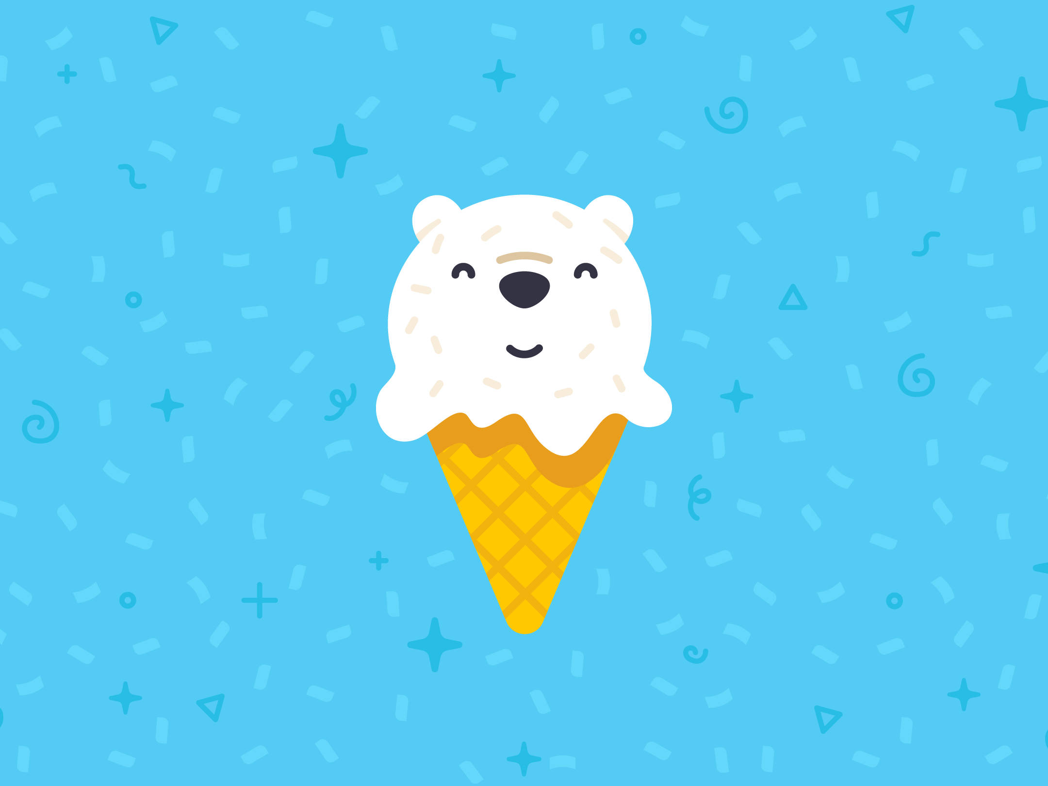 iPad Pro, cute bear, vanilla ice cream, Full HD Desktop Wallpaper