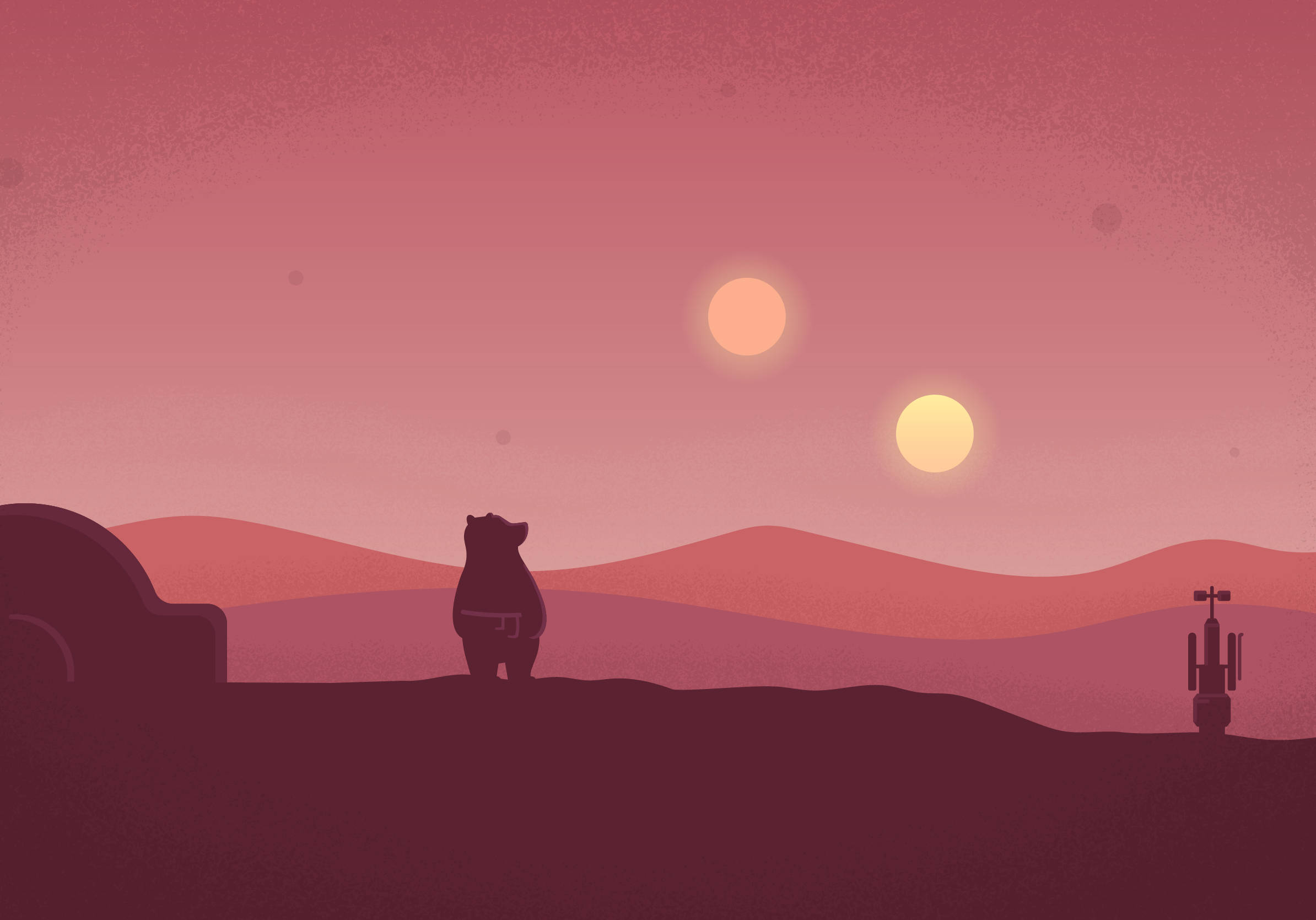 iPad Pro, bear silhouette, desert ridge, Full HD Desktop Wallpaper