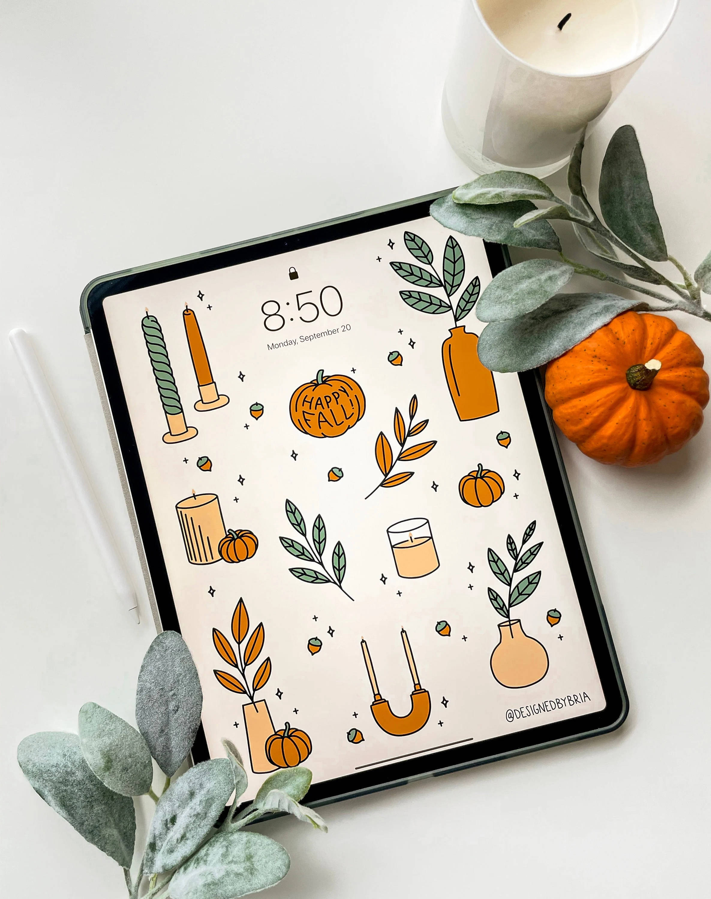 iPad Pro, mini pumpkin, autumn-themed wallpaper, 2K Phone Wallpaper