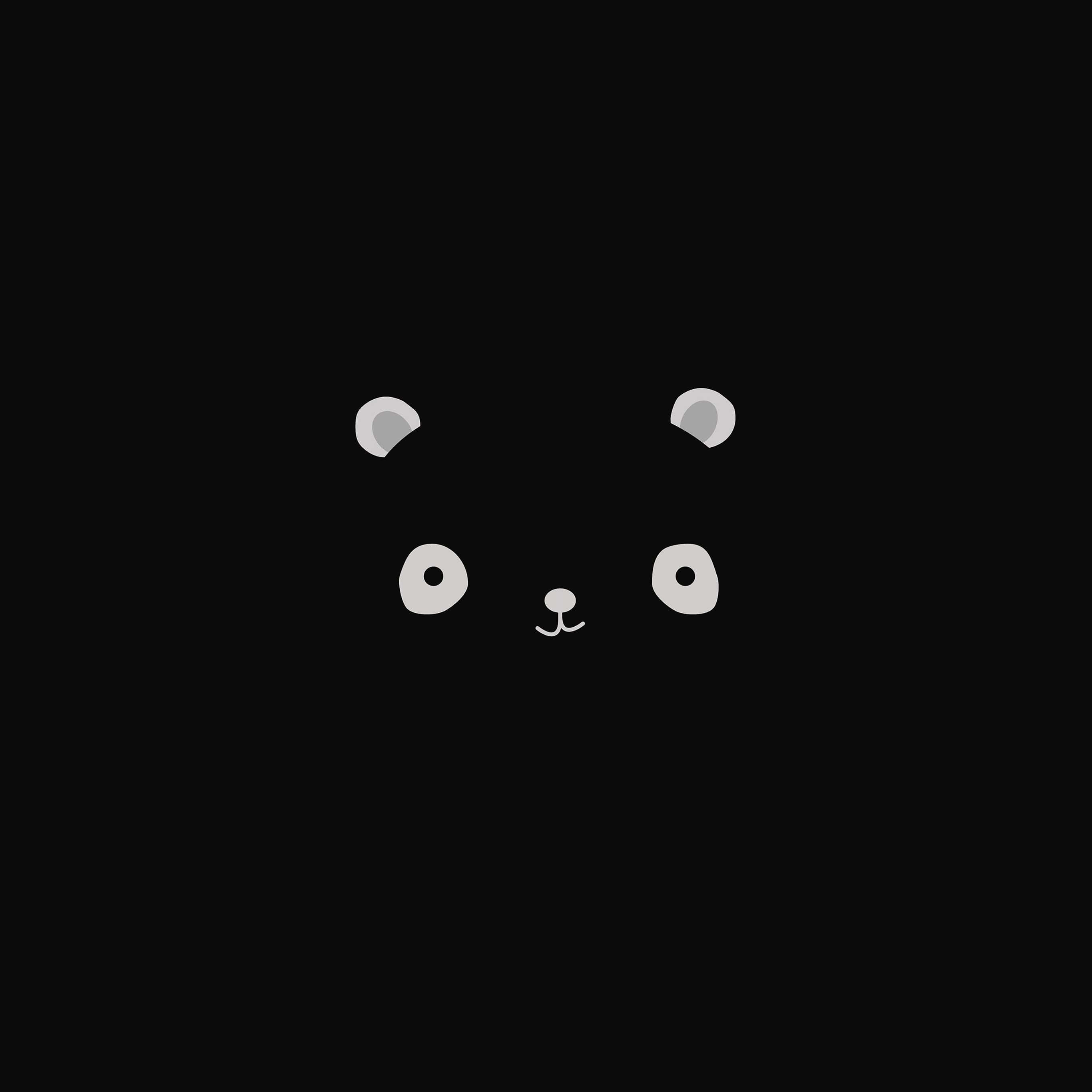 iPad, dark cute, gray panda face, 2K Desktop Wallpaper