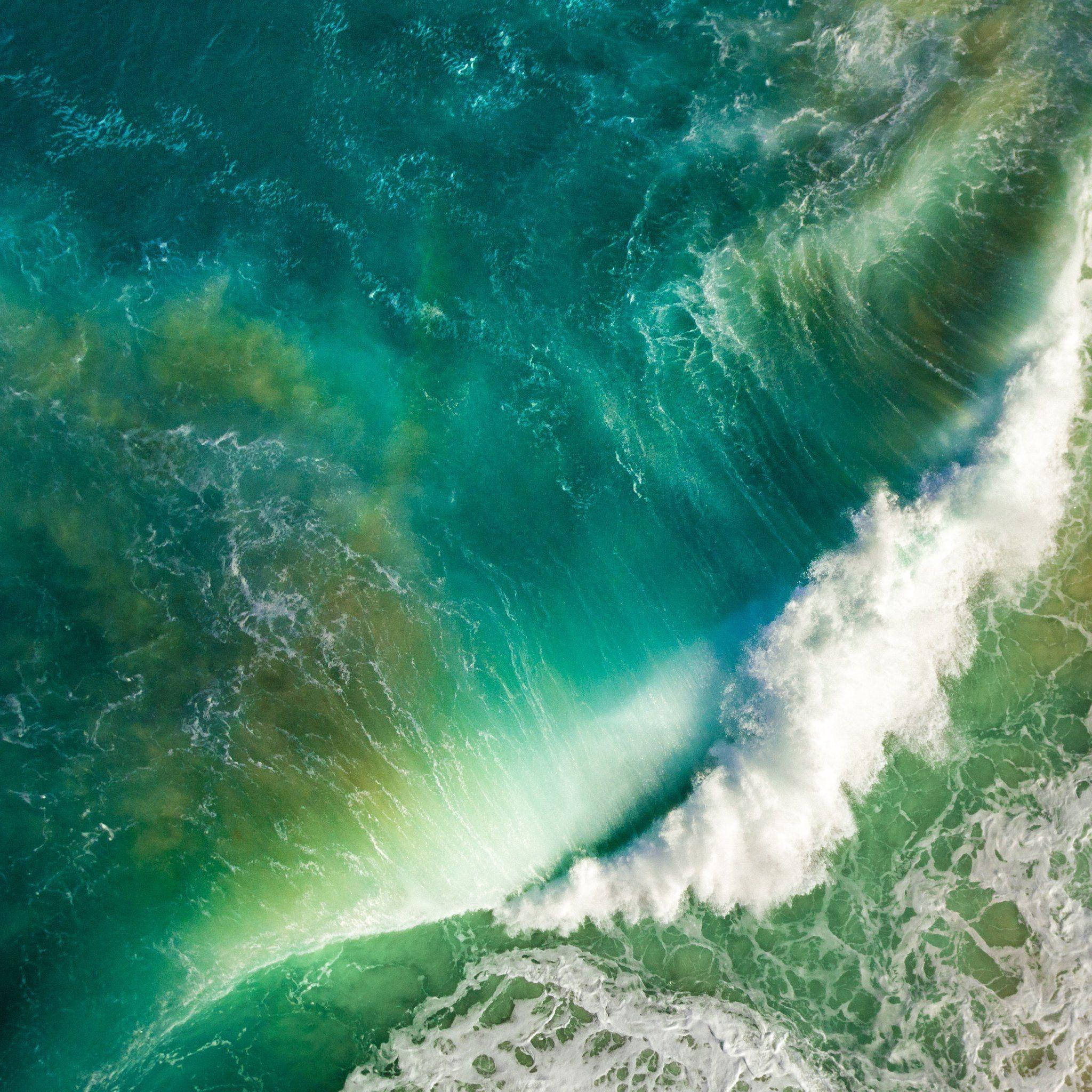 iPad Pro, turquoise ocean, white foam, Full HD Desktop Wallpaper