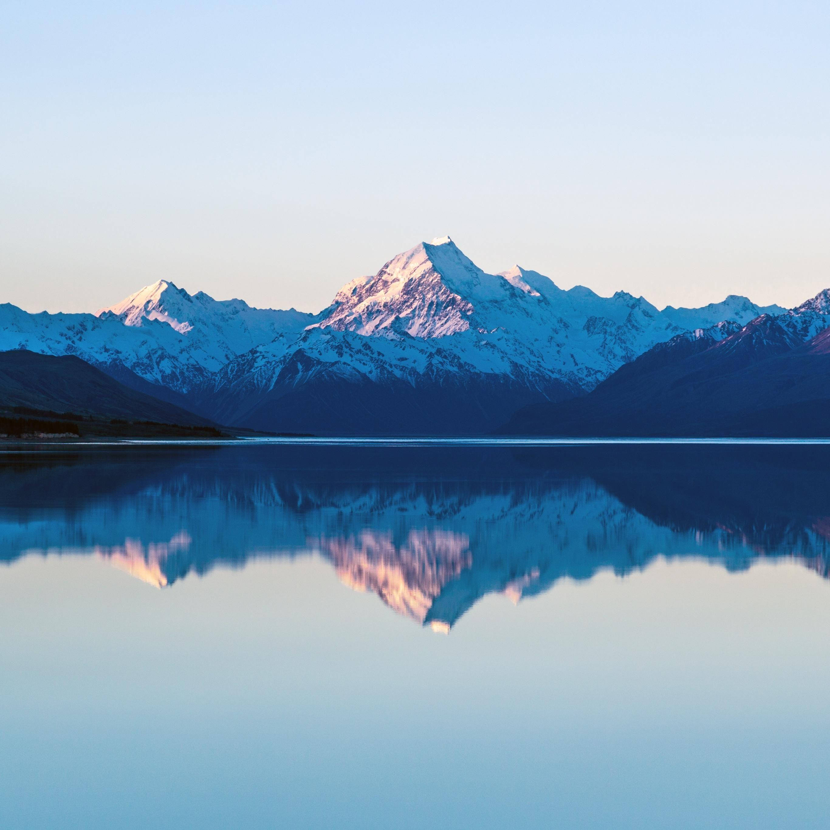 iPad Pro, snowy mountain, lake, 2K Desktop Wallpaper