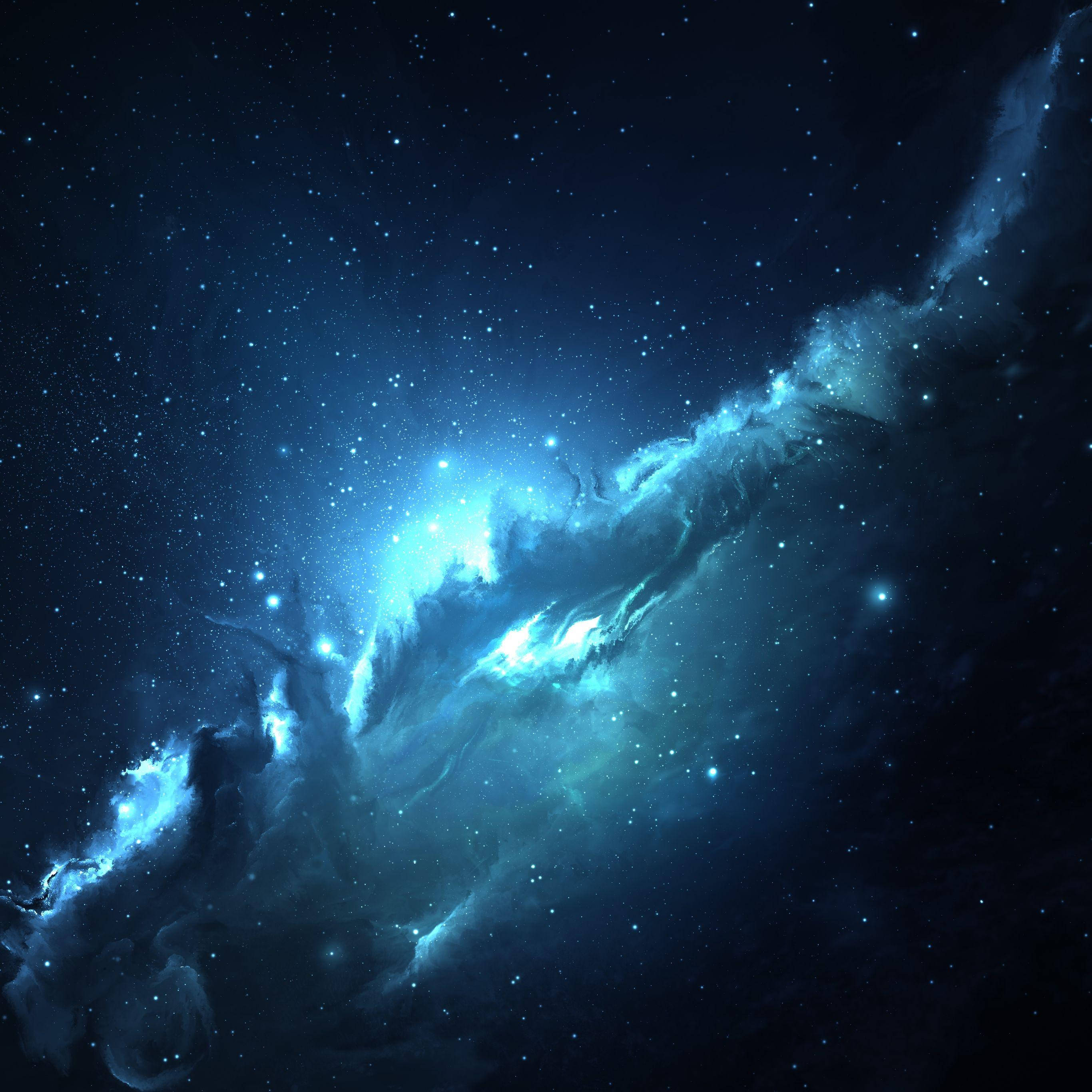 iPad Pro, cloudy sky, blue stars, 2K Desktop Wallpaper