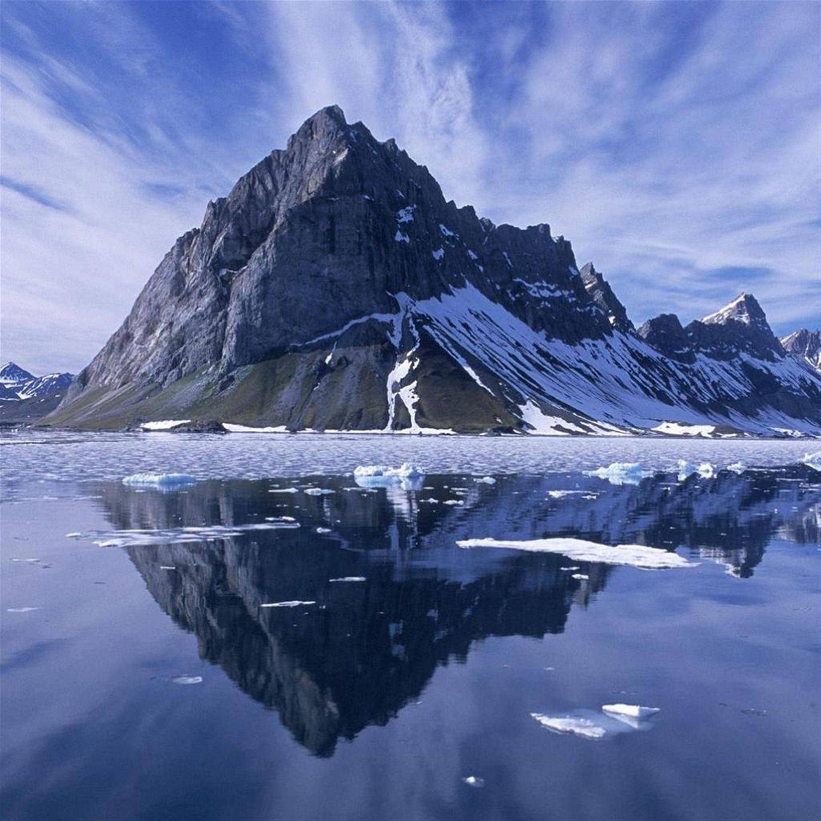 iPad Pro, snowy mountain, icy lake, 2K Desktop Wallpaper
