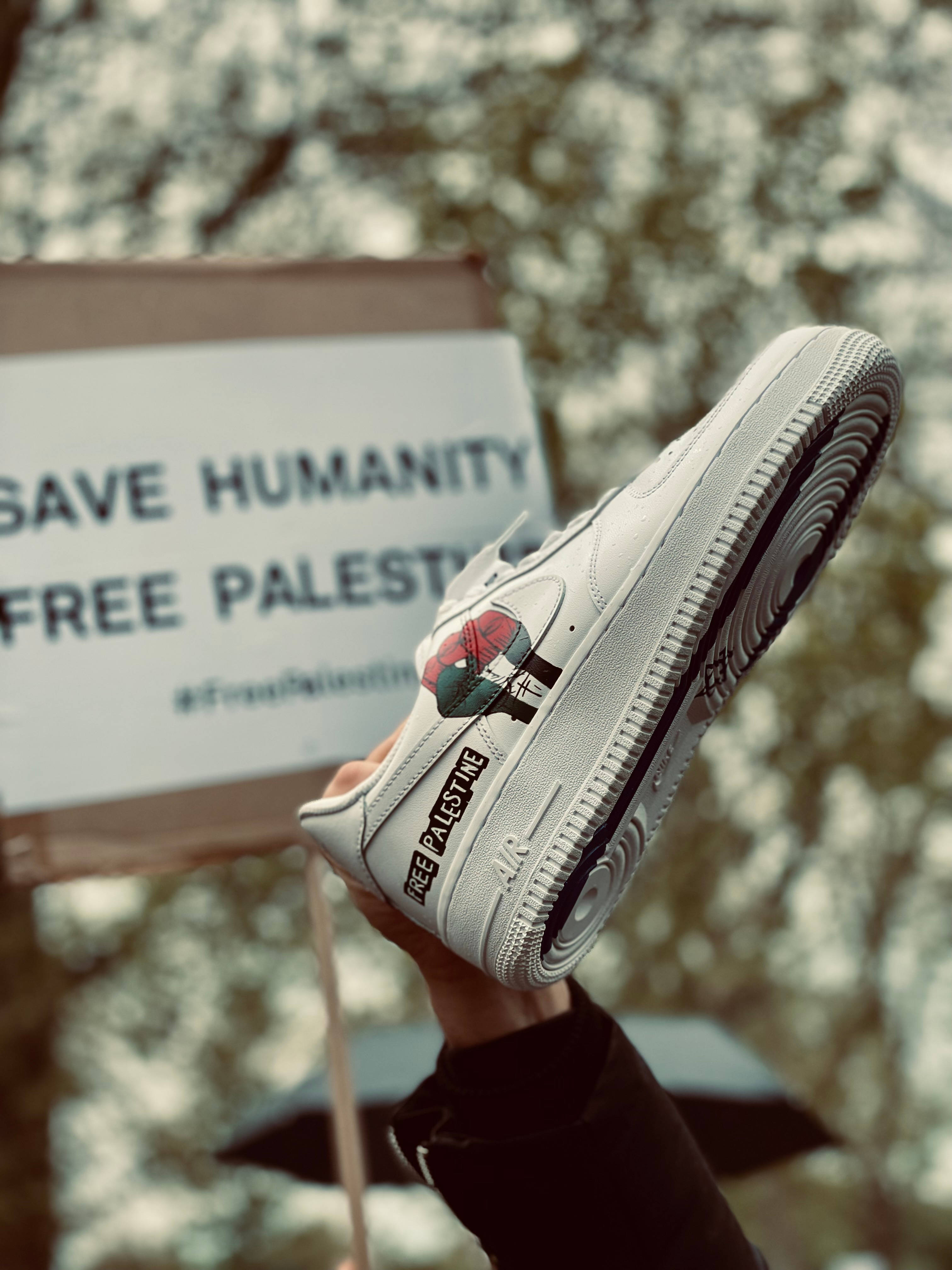 iPad Pro, white sneaker, FREE PALESTINE, 4K Phone Wallpaper