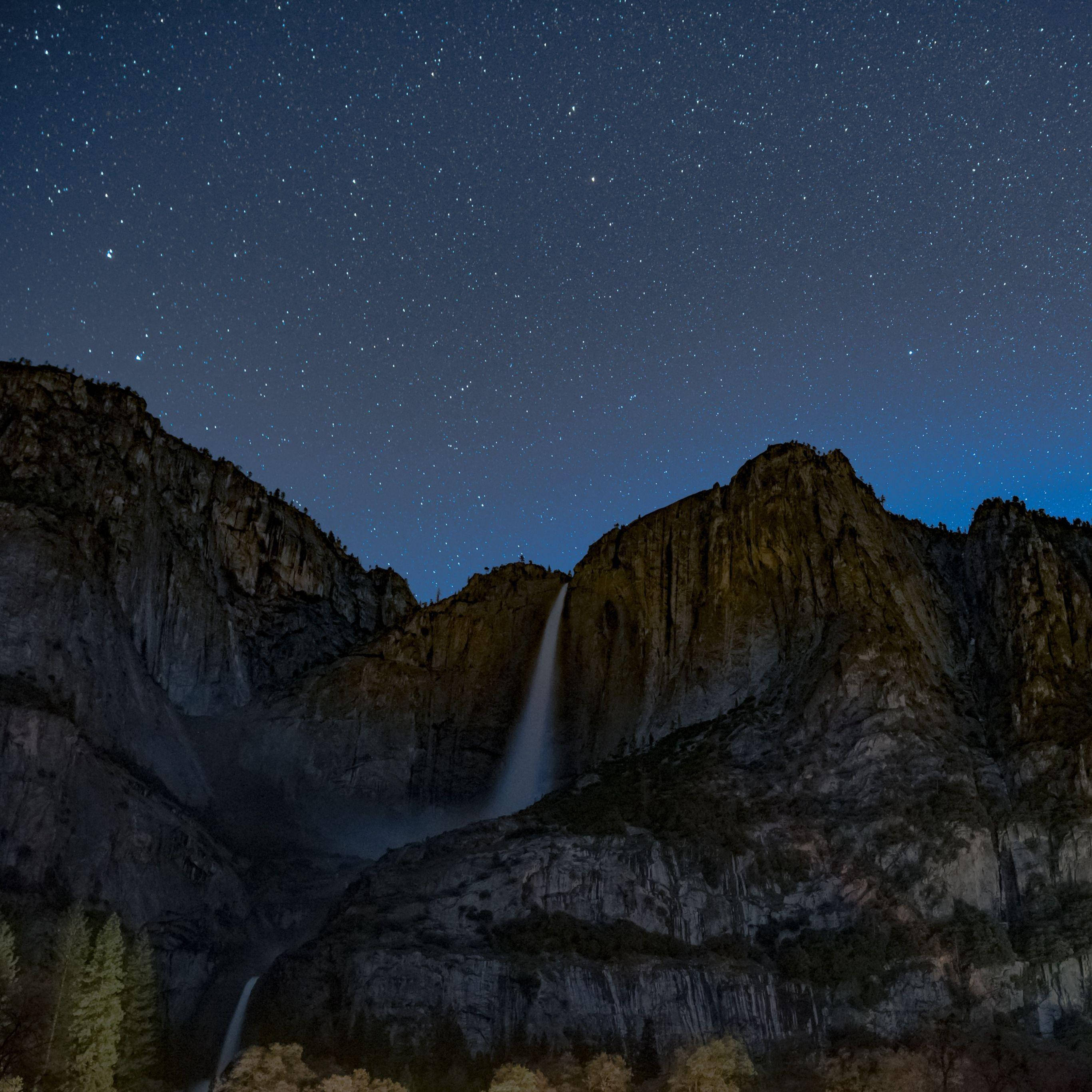 iPad Pro, waterfall, mountain, 2K Desktop Wallpaper