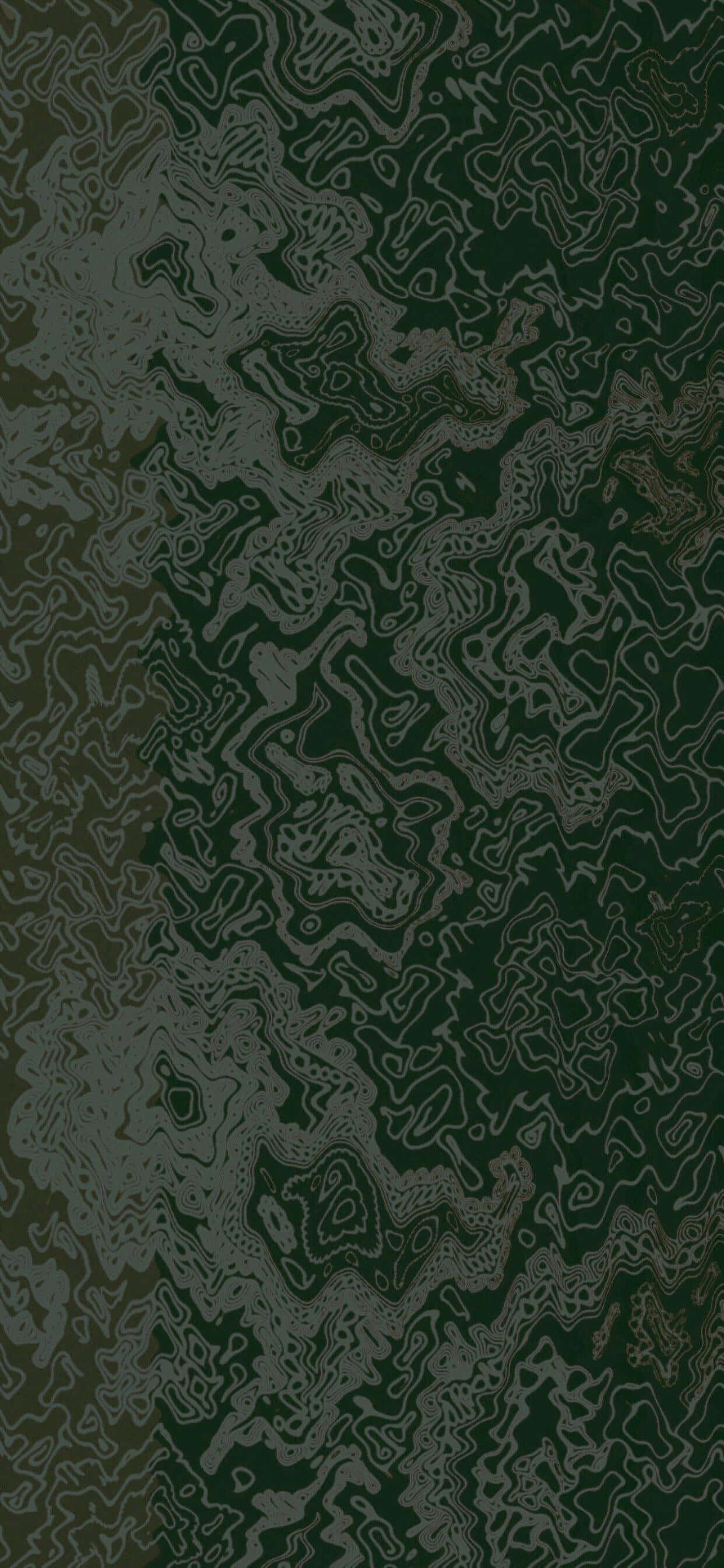 iPhone 11 Green, dark green, swirling silver-gray line patterns, 2K Phone Wallpaper