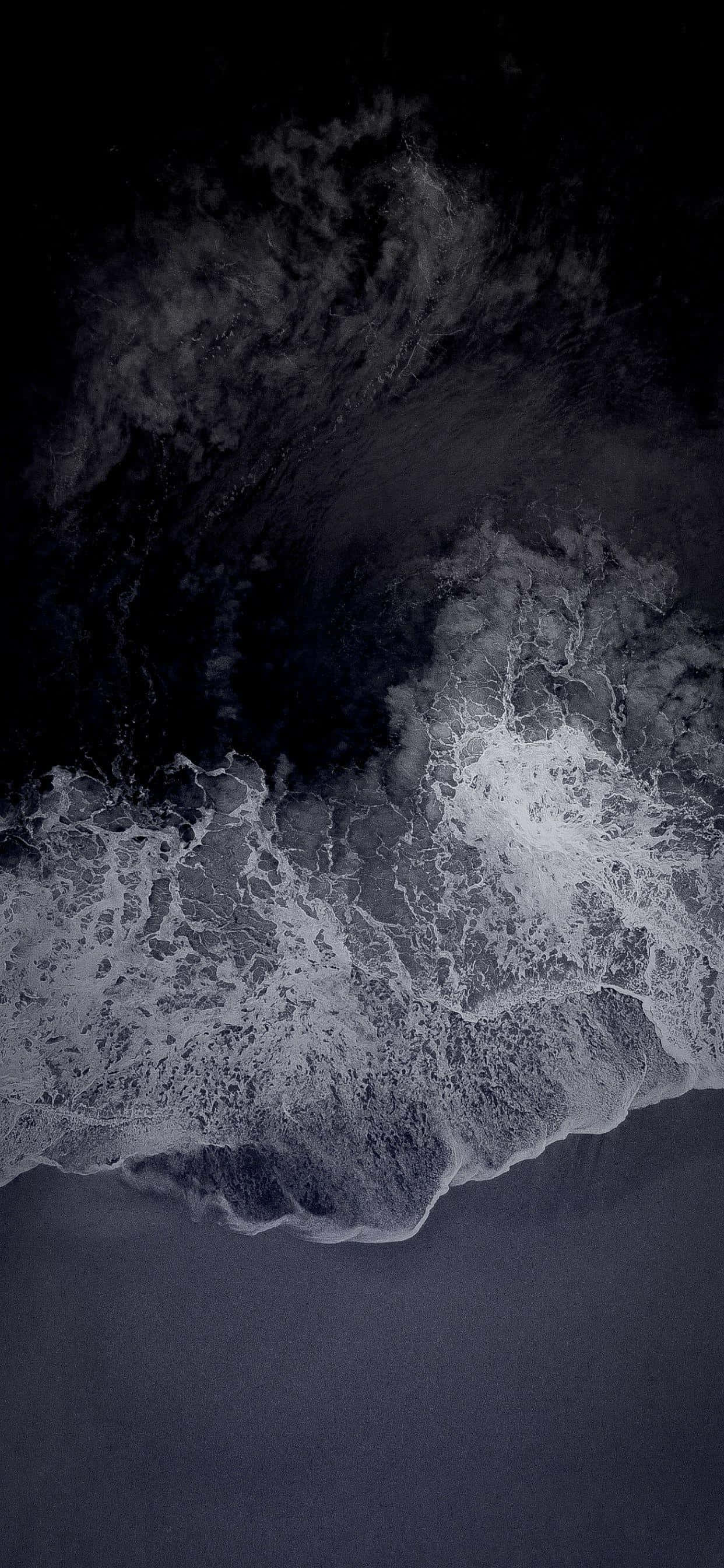 iPhone 11 Pro Black, monochrome wave, dark shore, 2K Phone Wallpaper