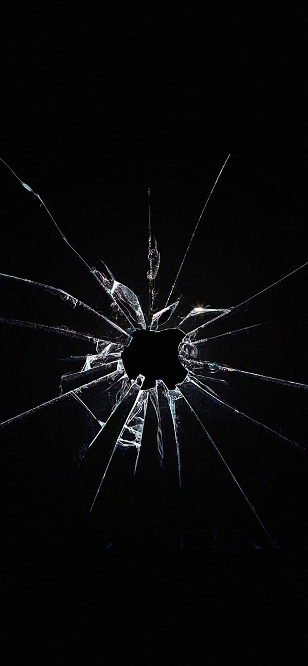 iPhone 11 Pro Black, shattered glass screen, sharp cracks, 2K Phone Wallpaper