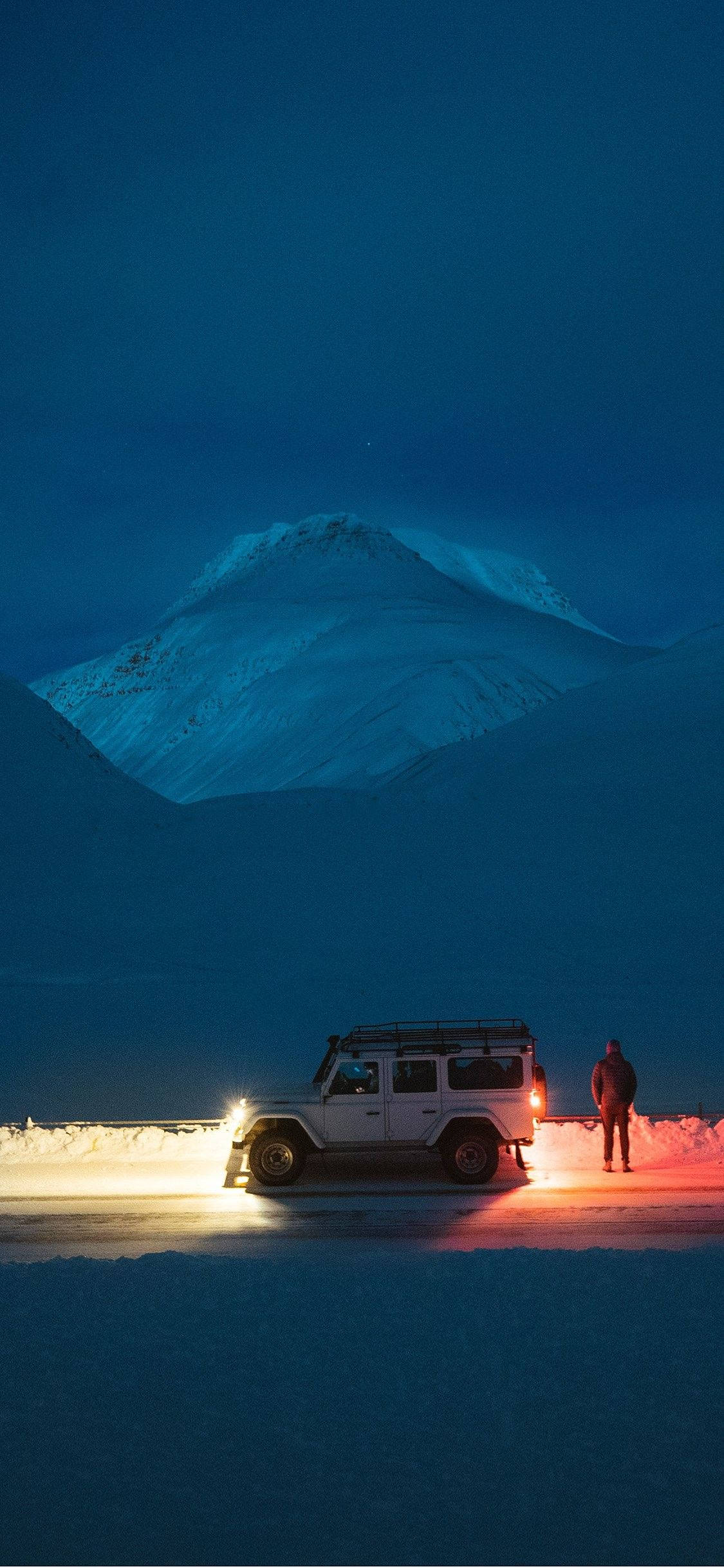 iPhone 11 Pro Max, white jeep, snowy terrain, Full HD Phone Wallpaper