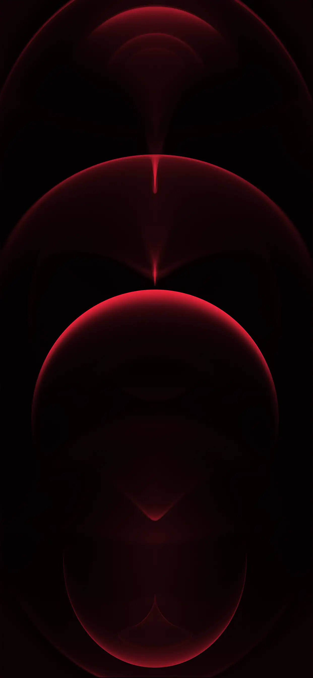 iPhone 11 Pro Red, red glowing orbs, deep black background, 2K Phone Wallpaper